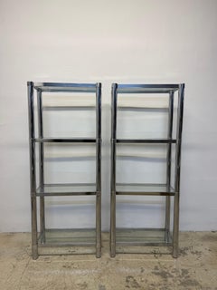 Mid-Century Chrome and Glass Etageres or Bookcases, 1970s - a Pair