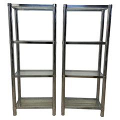 Mid-Century Chrome and Glass Etageres or Bookcases, 1970s - a Pair Mid-Century Chrome and Glass Etageres or Bookcases, 1970s - a Pair