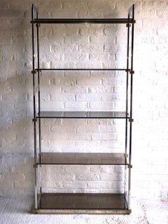 Midcentury Chrome and Glass Shelving Unit Pieff, 1970s