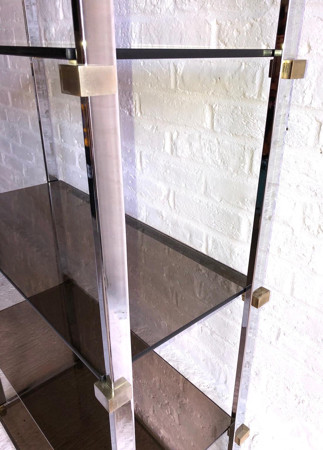 Midcentury Chrome and Glass Shelving Unit Pieff, 1970s In Good Condition In Richmond, Surrey