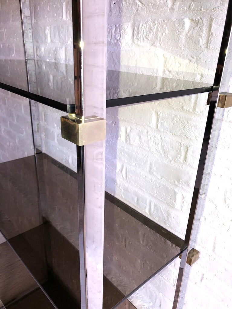 Midcentury Chrome and Glass Shelving Unit Pieff, 1970s at 1stDibs
