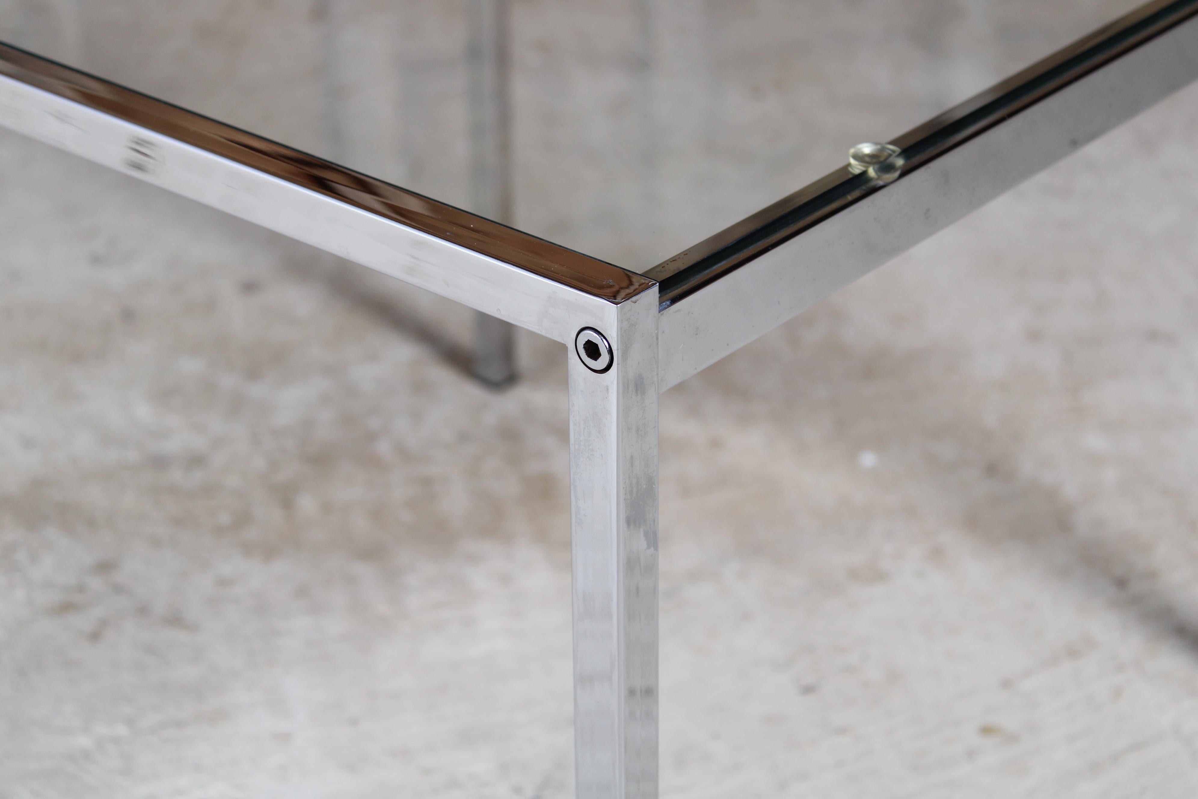 Mid-Century Modern Mid Century Chrome and Glass Square Coffee Table, circa 1970s