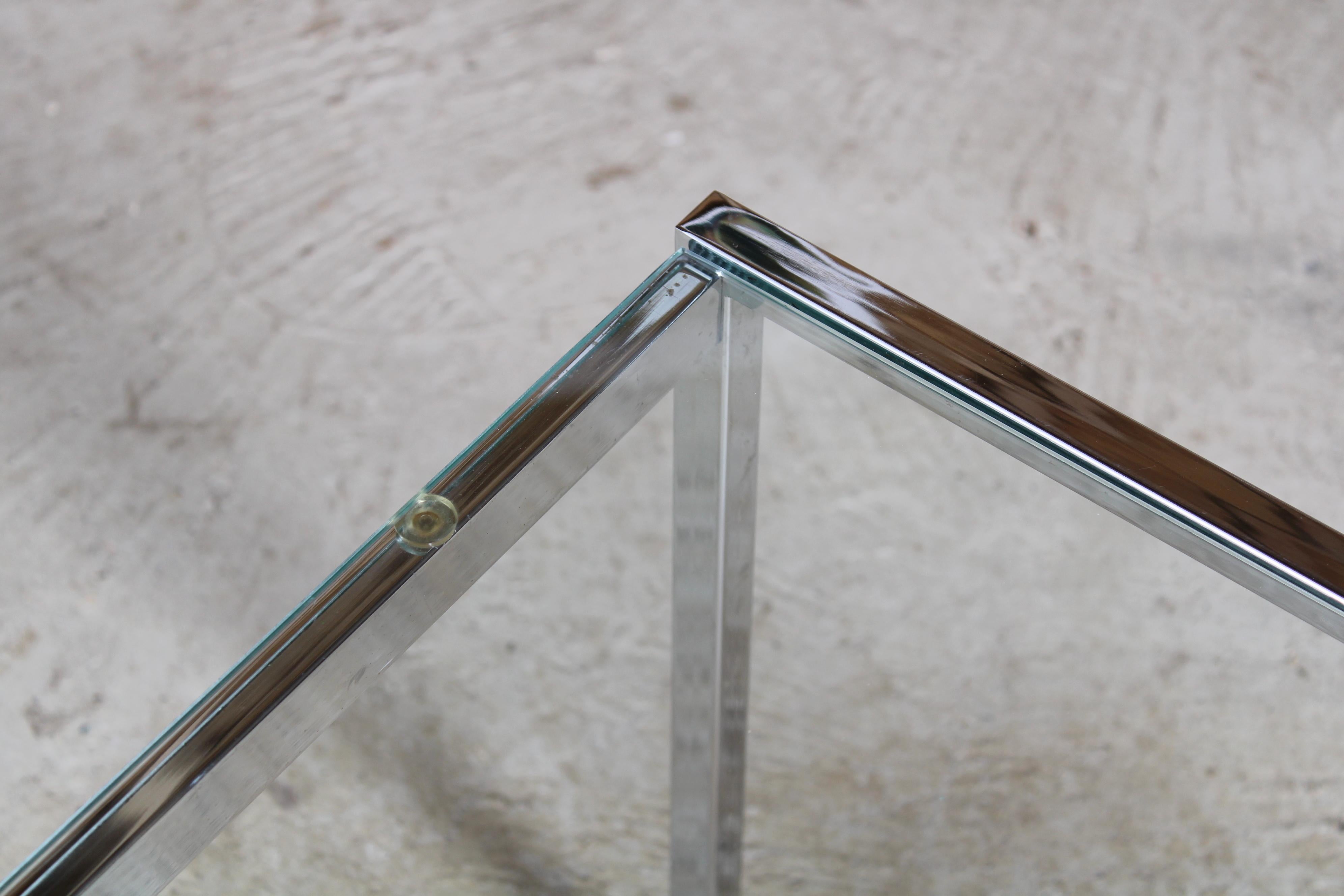 Mid Century Chrome and Glass Square Coffee Table, circa 1970s 1