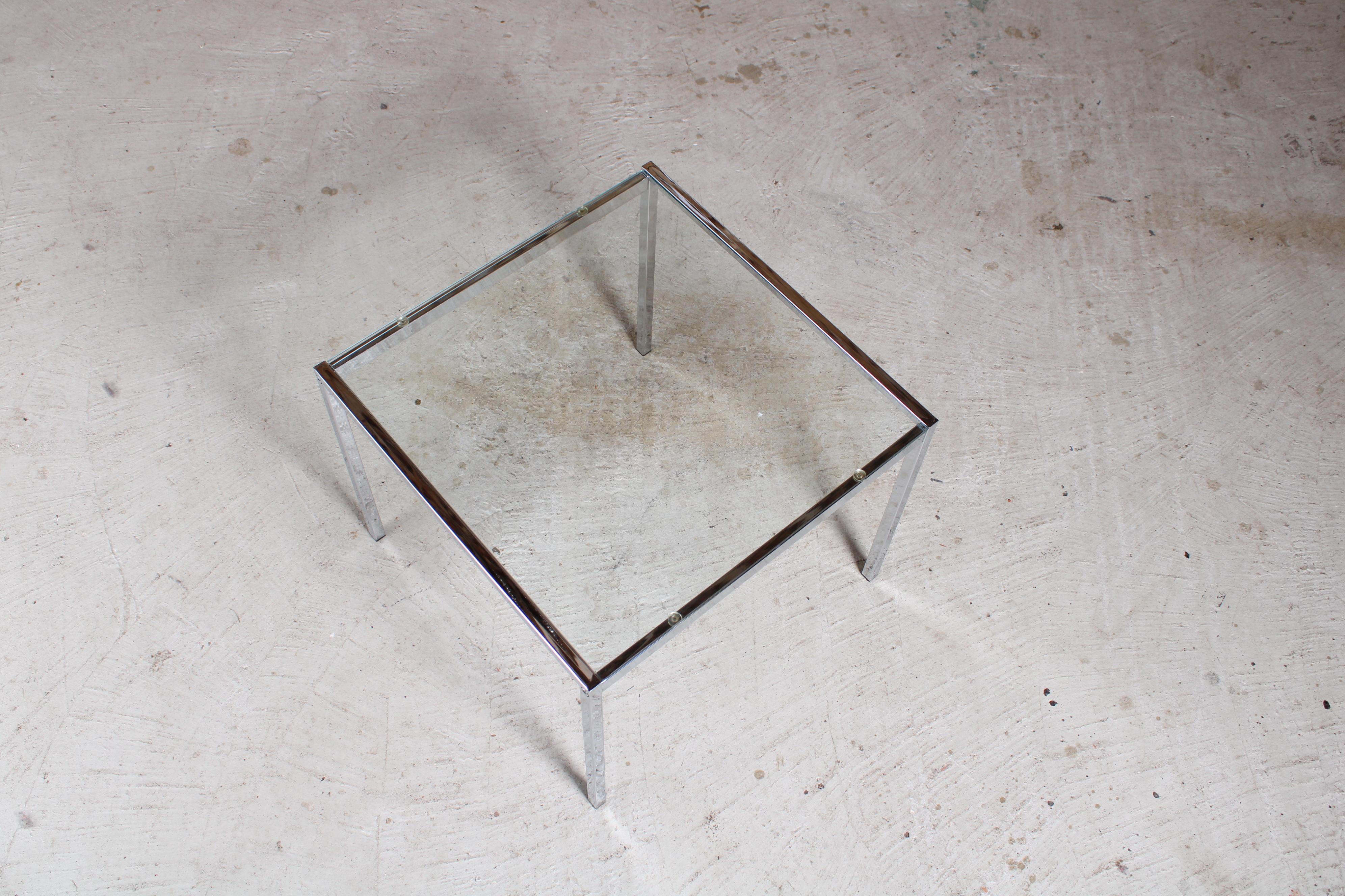 Mid Century Chrome and Glass Square Coffee Table, circa 1970s 2