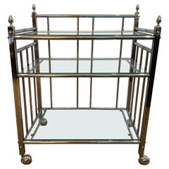 Midcentury Chrome and Glass Three Tiered Bar Cart Vintage Midcentury Chrome and Glass Three Tiered Bar Cart