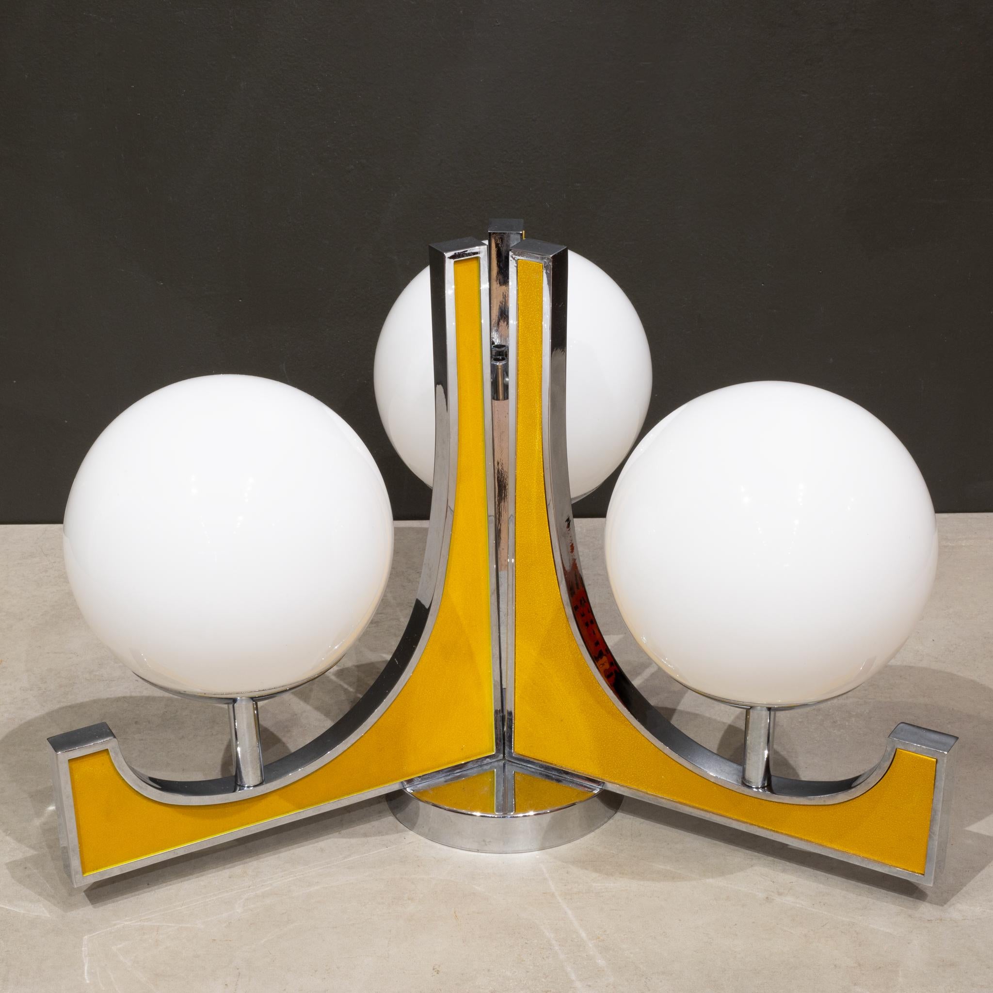 Lampada da incasso in ceramica cromata e dorata di metà secolo, 1960 ca. in vendita 2