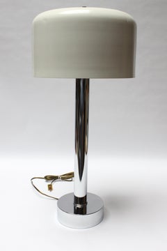 Lampe de bureau mi-siècle en chrome et aluminium laqué