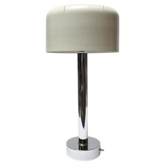 Lampada da tavolo di metà secolo in cromo e alluminio laccato