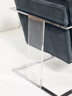 Midcentury Chrome and Lucite Lounge Chair Attributed to Milo Baughman
