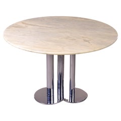 Mid Century Chrome and Marble Table by Sergio Asti for Poltro Nova