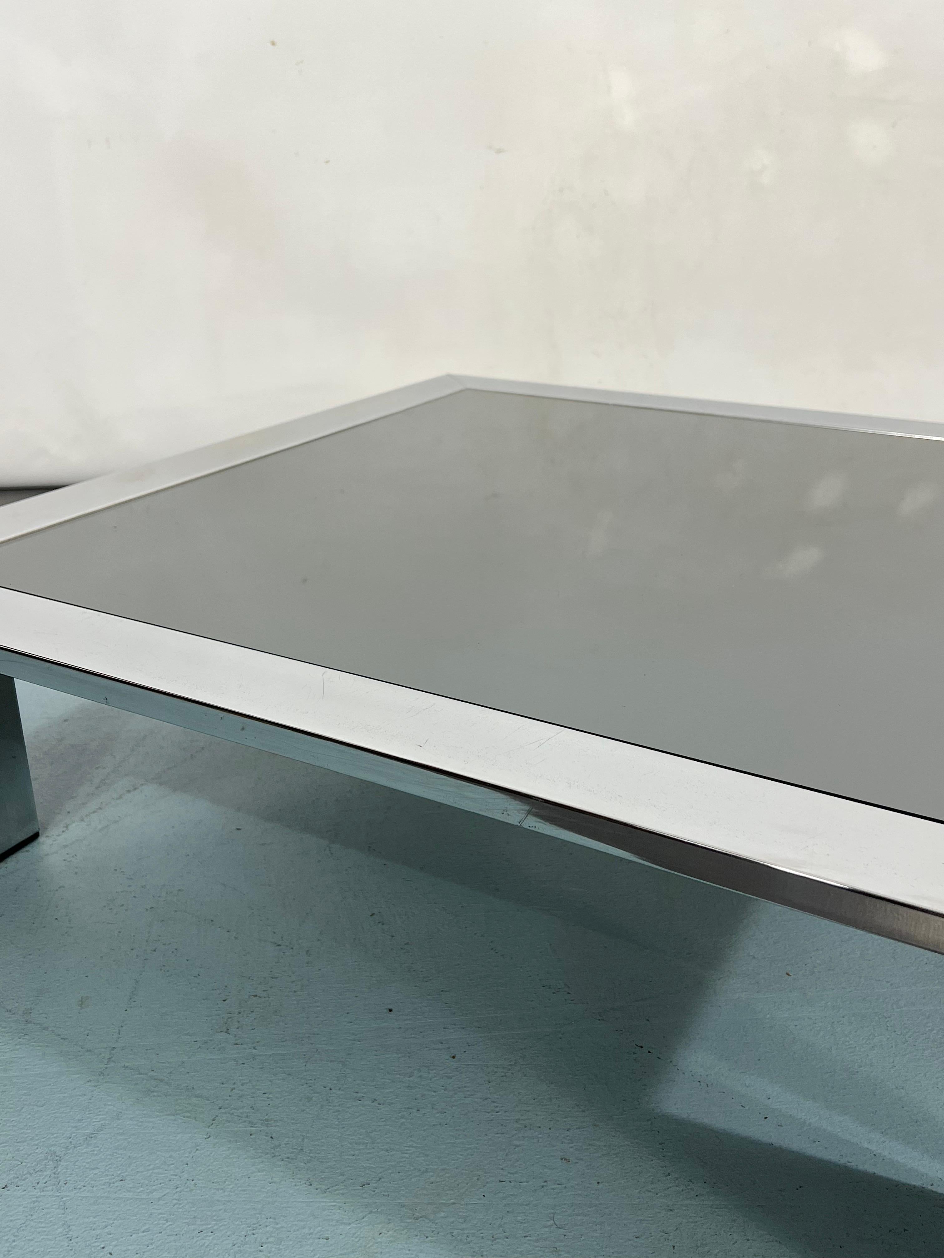 Mid-Century Chrome and Mirror Glass Side Table Attributed to Saporiti, Italy 70s For Sale 9