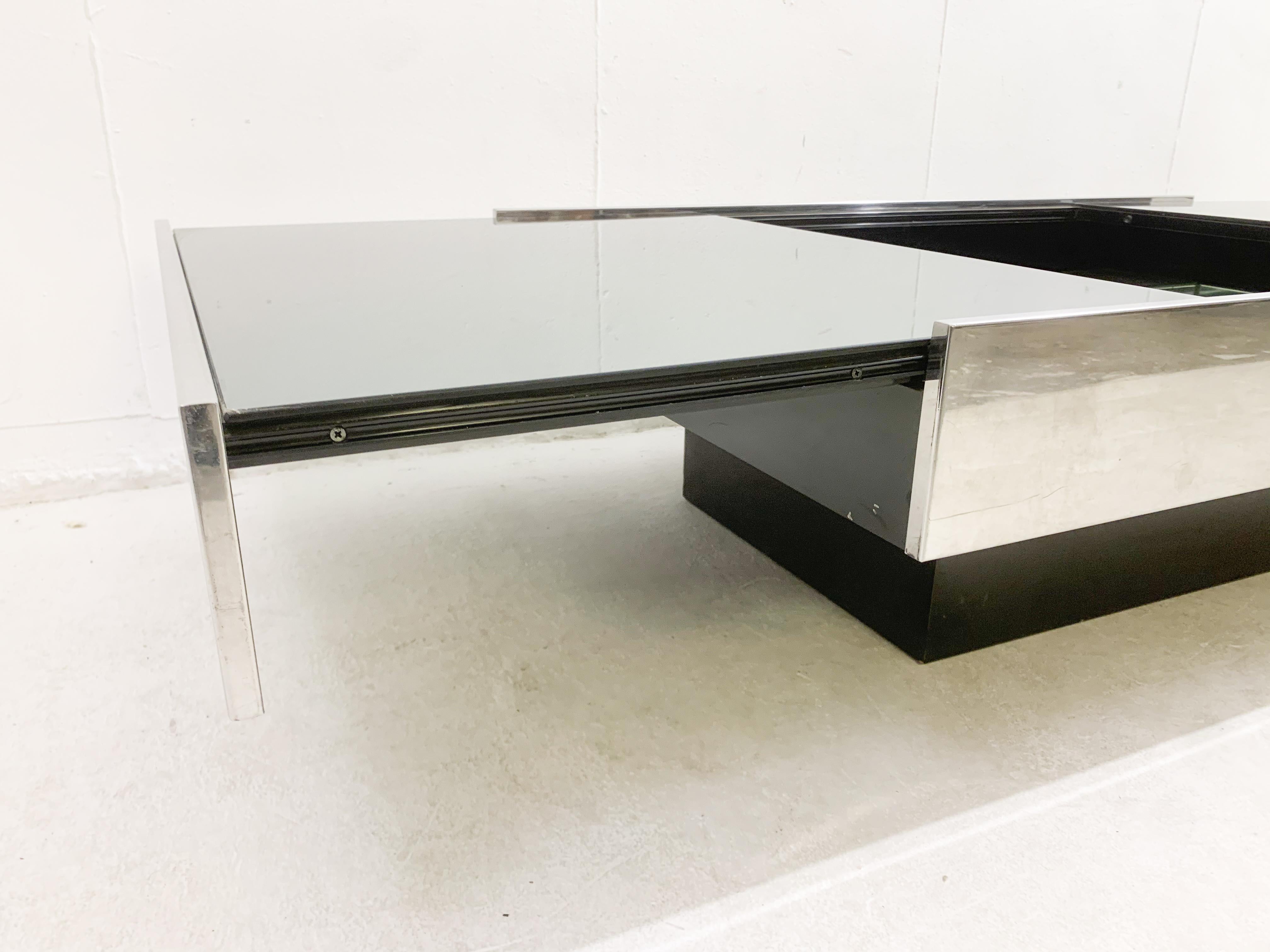 Mid-century chrome and mirror sliding bar coffee table by Willy Rizzo - Italy 8
