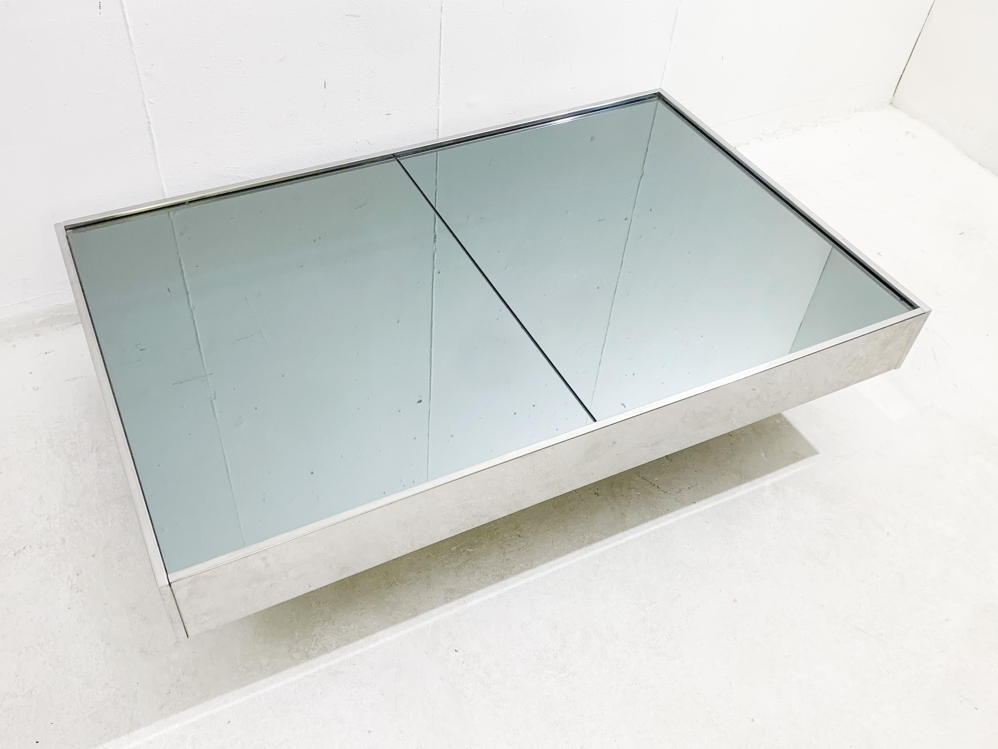 Late 20th Century Mid-century chrome and mirror sliding bar coffee table by Willy Rizzo - Italy