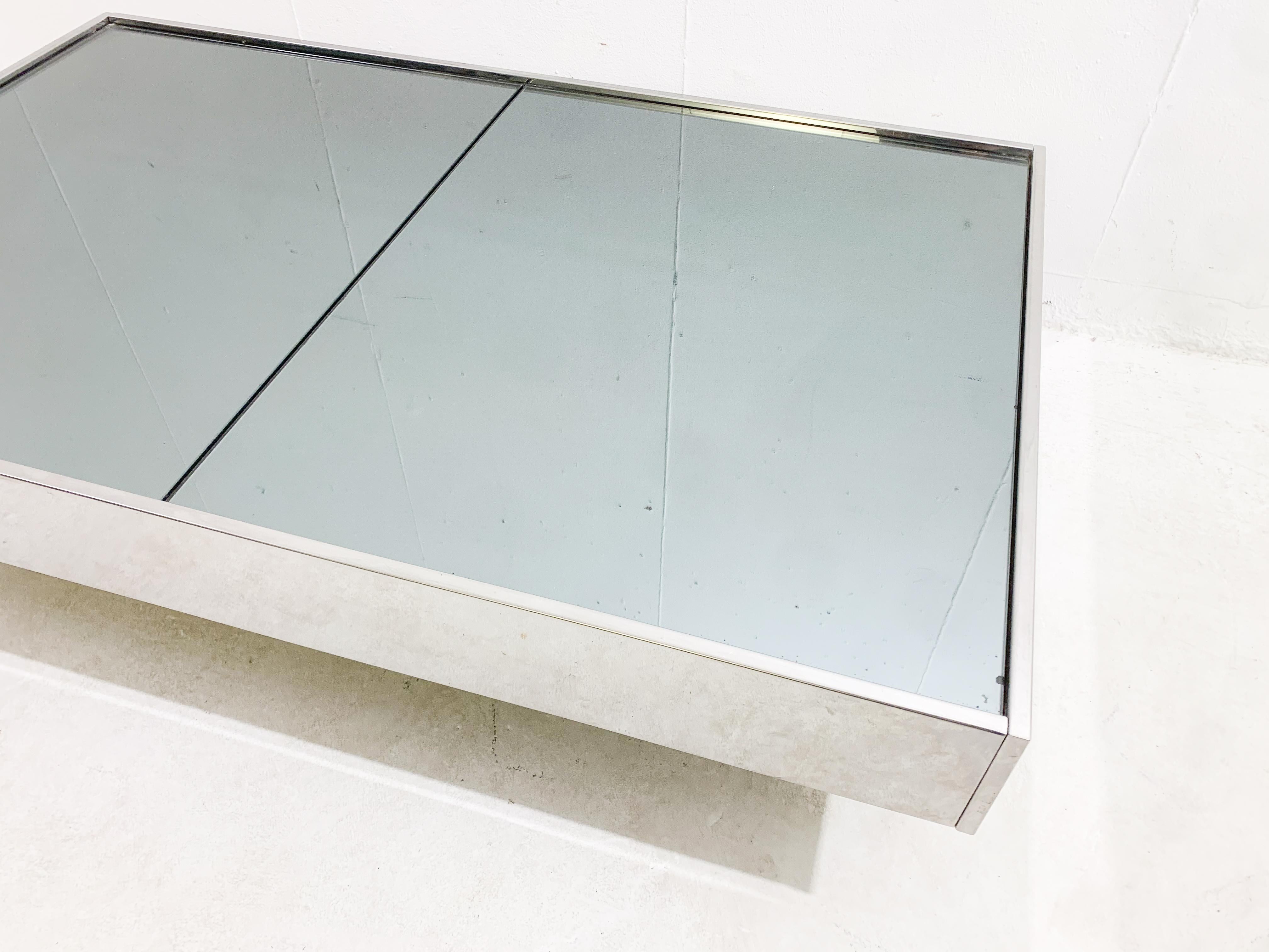 Mid-century chrome and mirror sliding bar coffee table by Willy Rizzo - Italy 1
