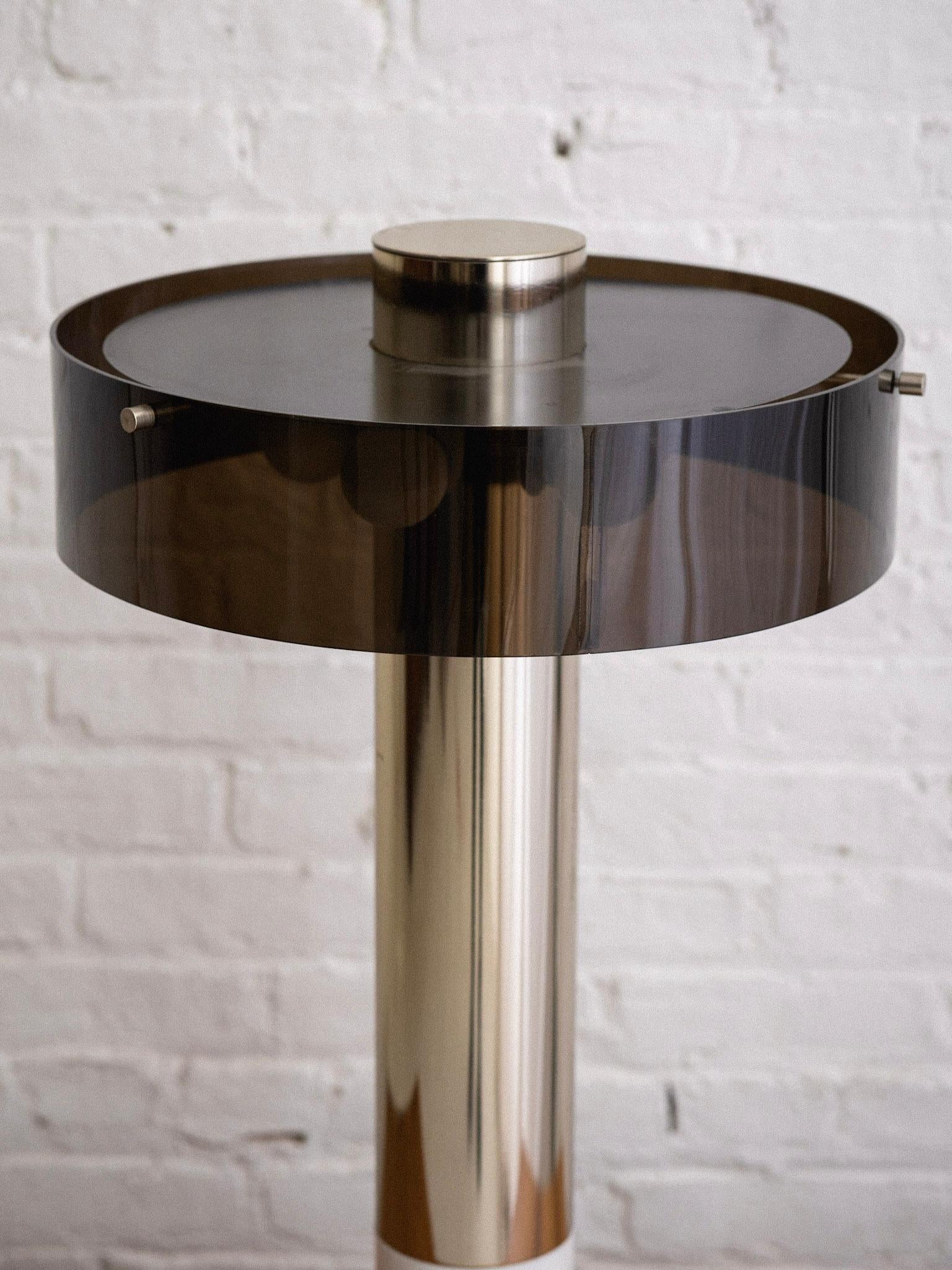 Midcentury Chrome and Smoke Acrylic Table Lamp In Good Condition For Sale In Brooklyn, NY