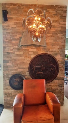 Mid-Century Chrome and Smoked Glass Chandelier by Vistosi, Italy, 1960s