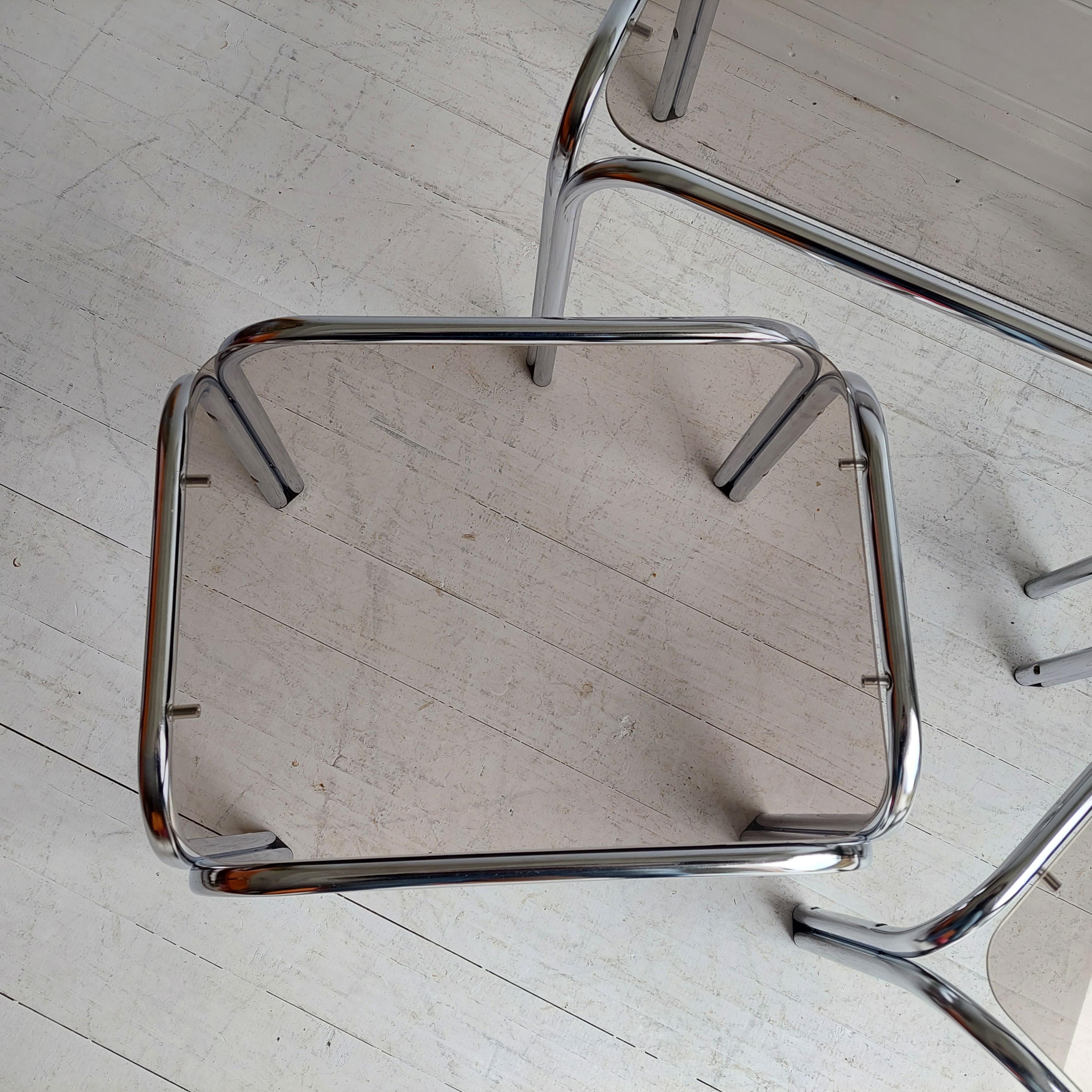 Mid Century Chrome and Smoked Glass Nesting Tables, 1970s 5