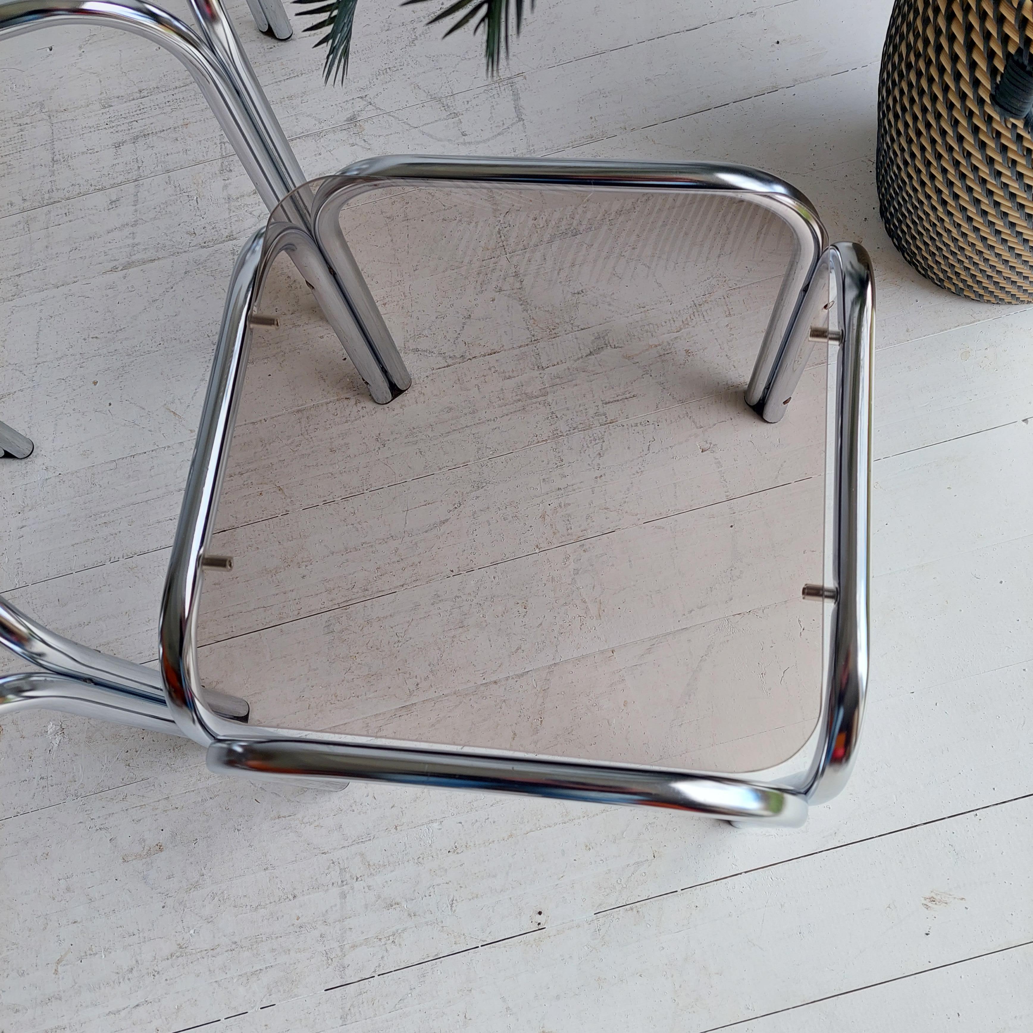 Mid Century Chrome and Smoked Glass Nesting Tables, 1970s 6