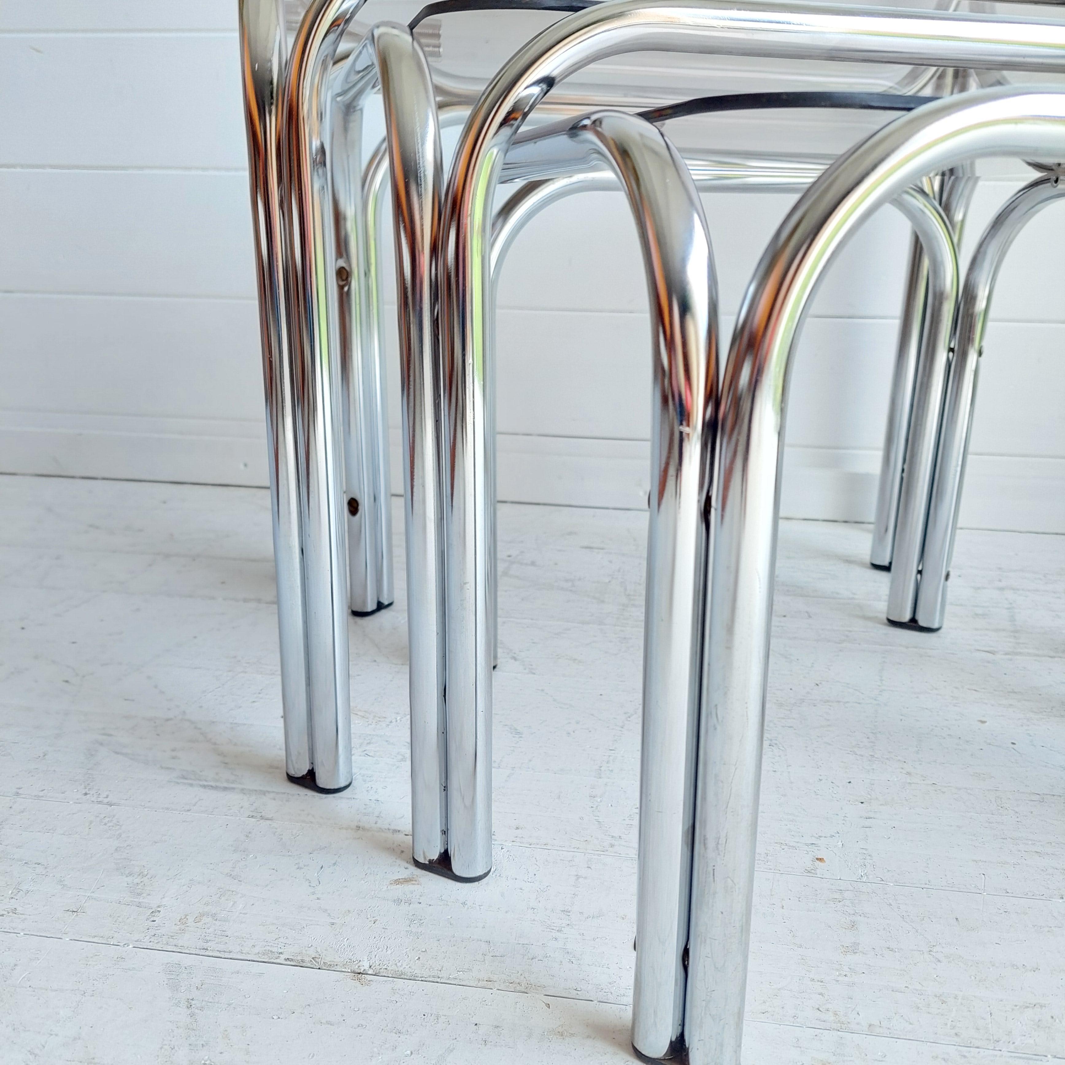 Mid Century Chrome and Smoked Glass Nesting Tables, 1970s 8