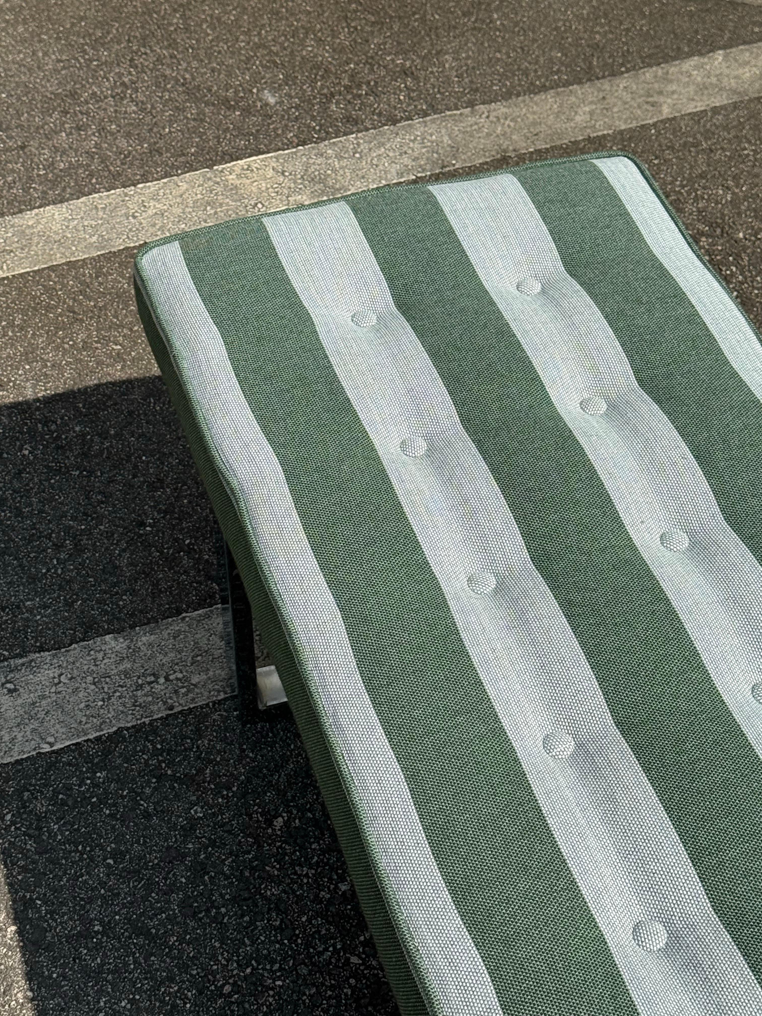 Mid-Century Chrome and Striped Bench For Sale 1