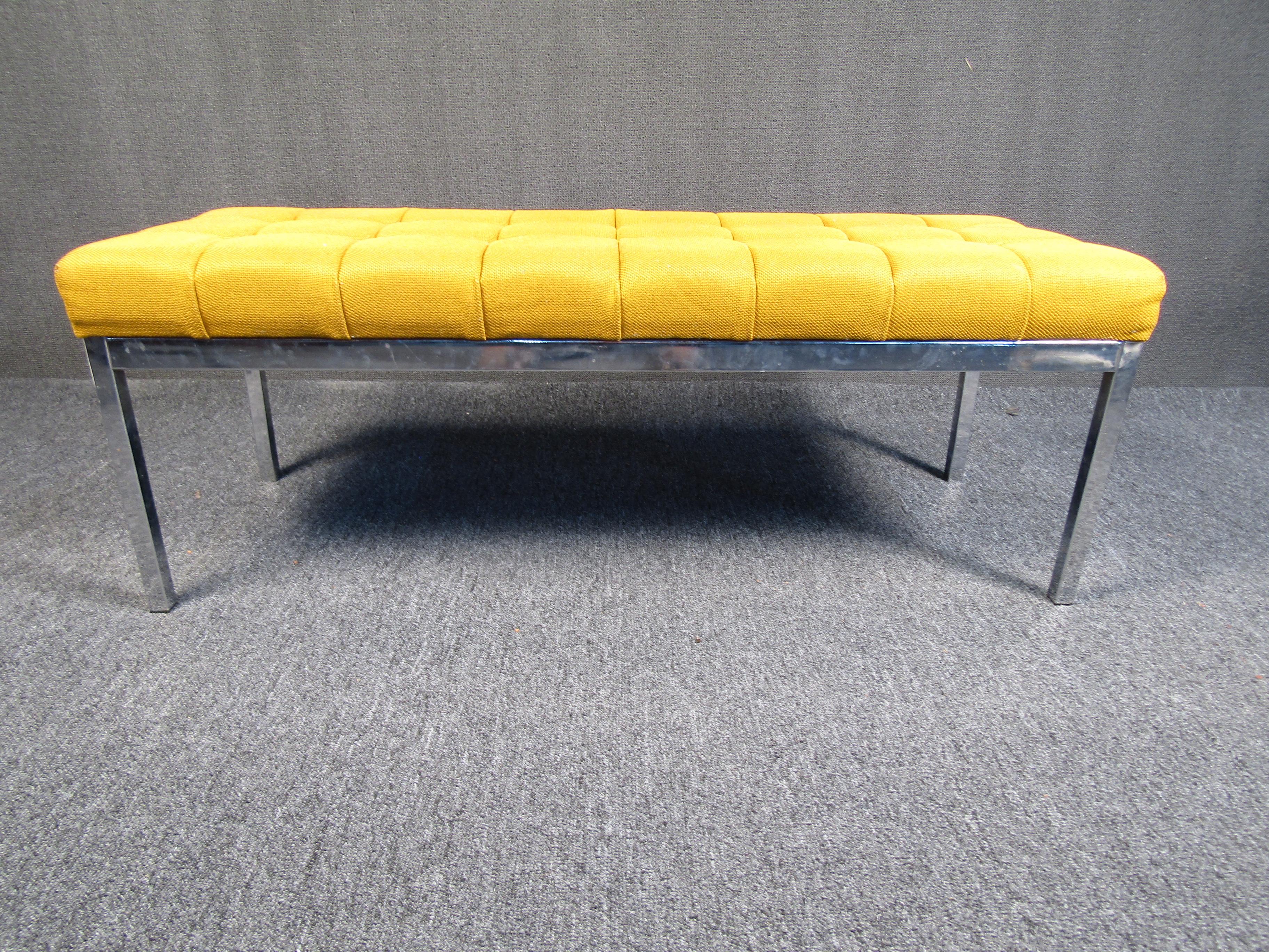 Mid-Century Modern Midcentury Chrome and Upholstery Bench For Sale