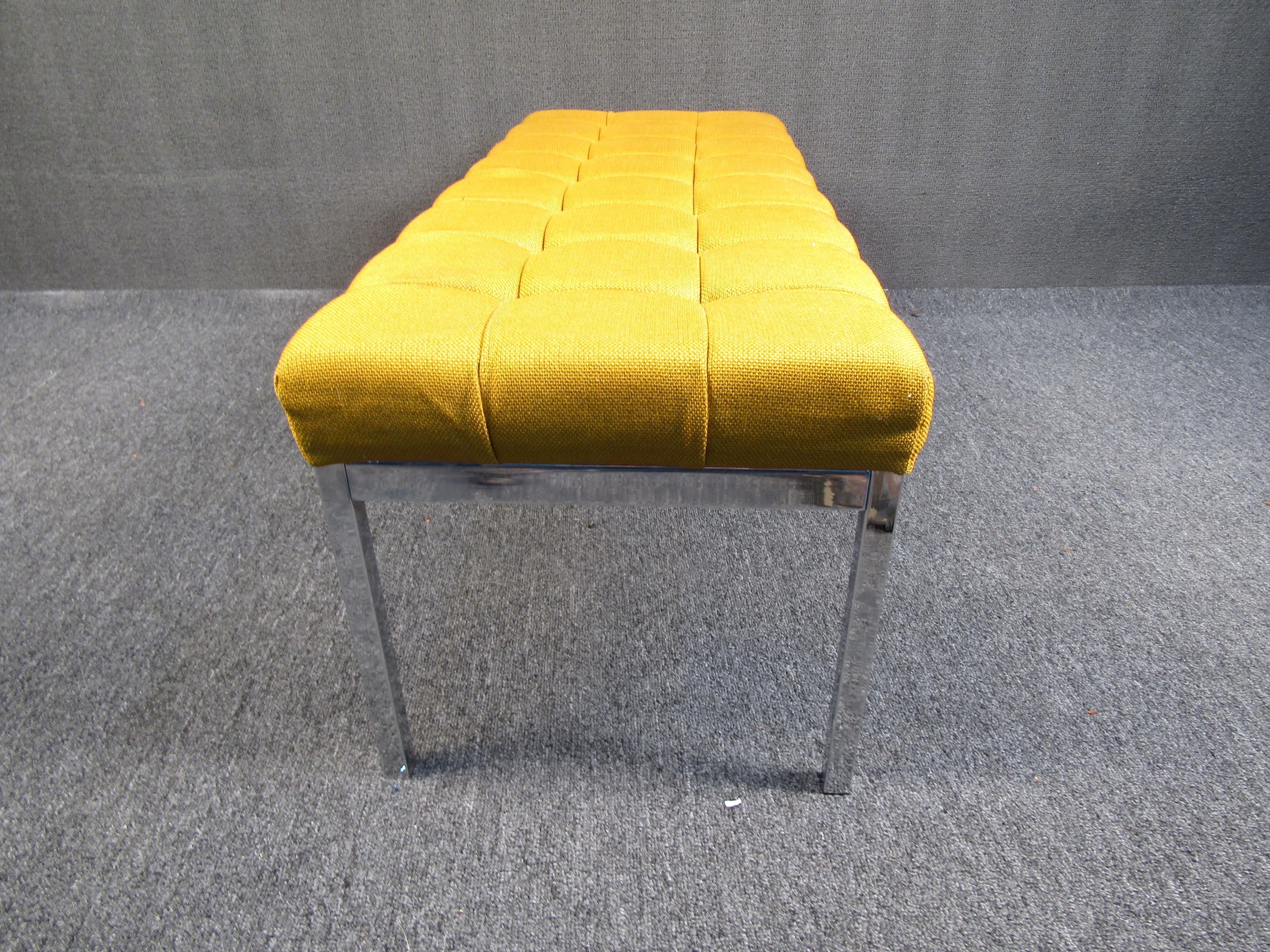 20th Century Midcentury Chrome and Upholstery Bench For Sale