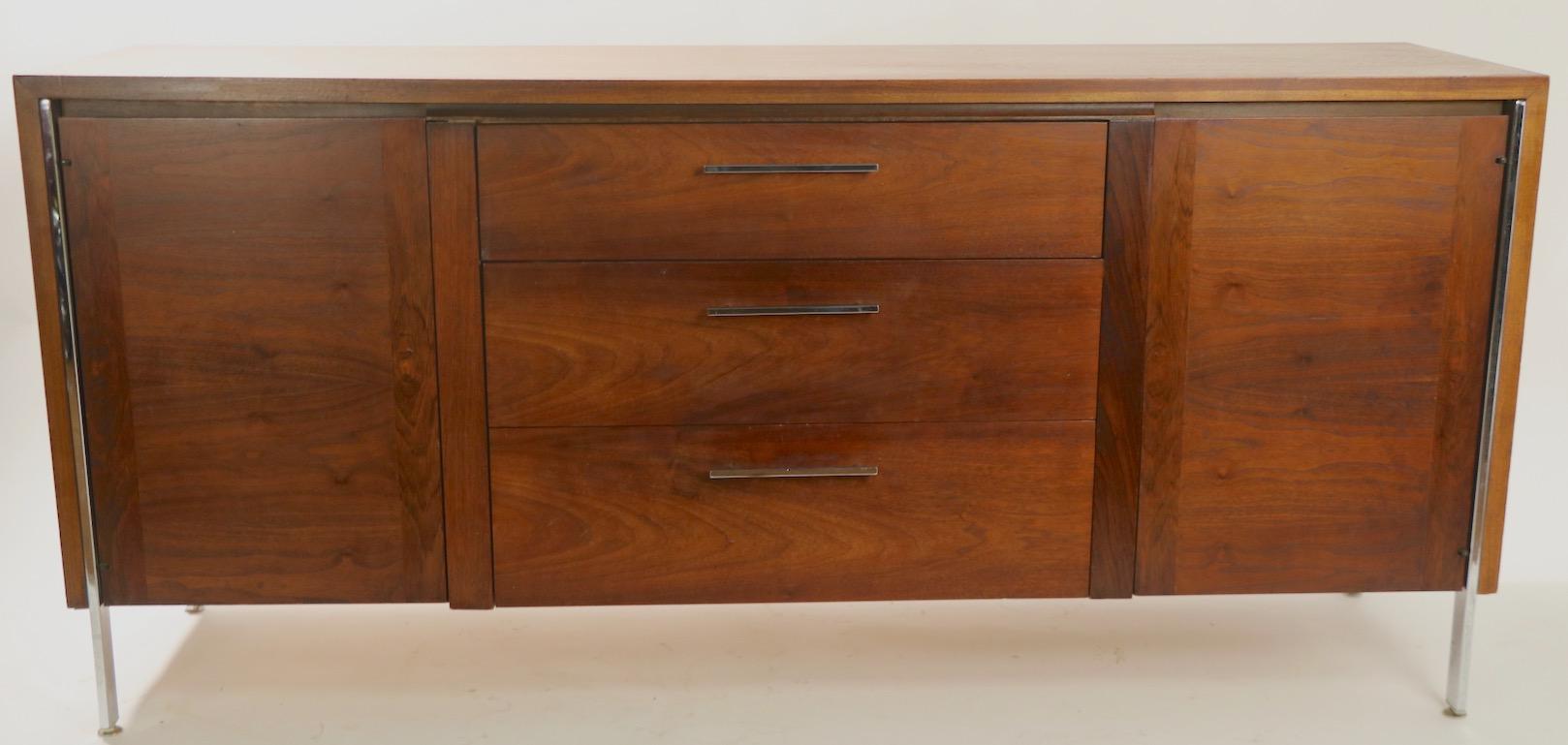 Mid Century Chrome and Walnut Server Credenza Sideboard 5