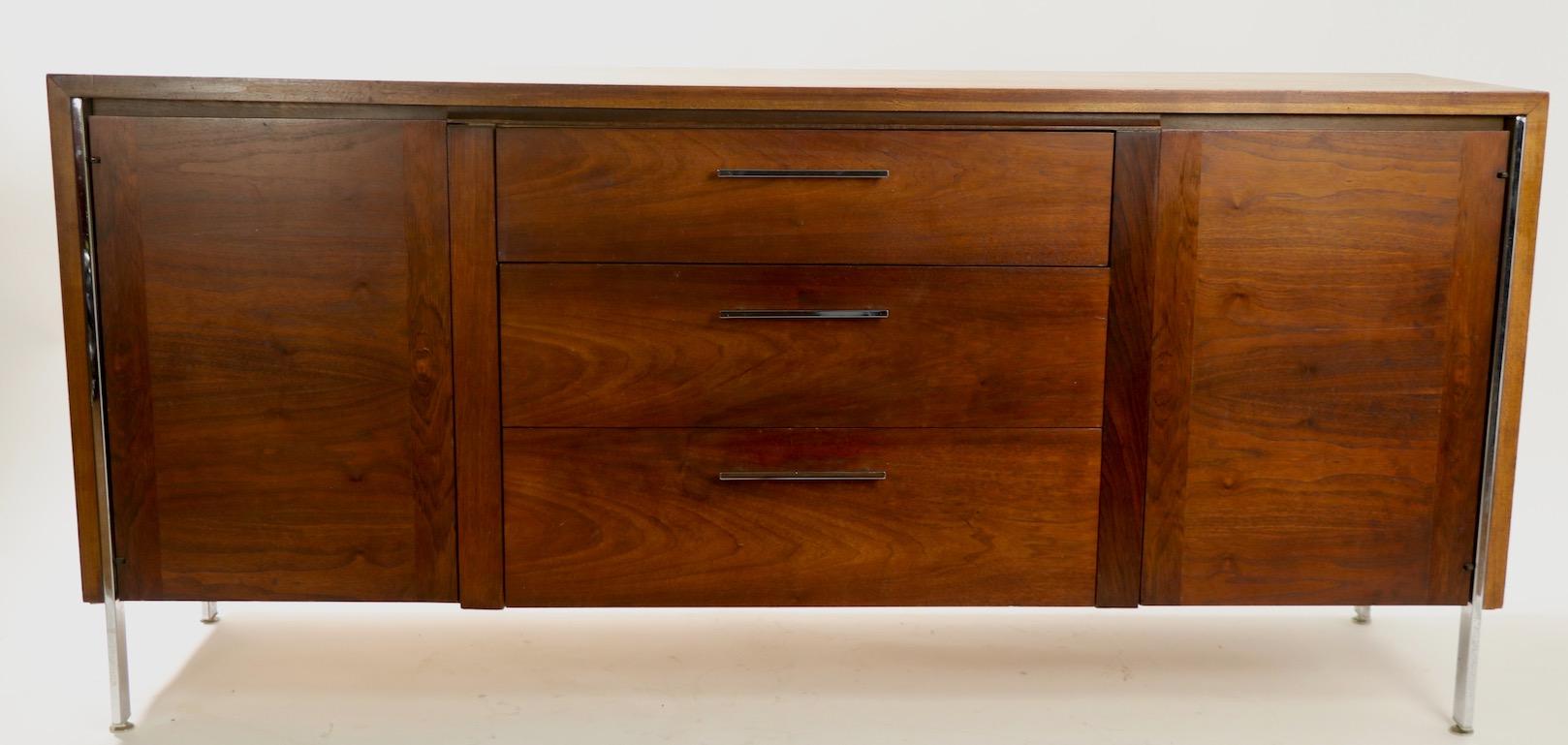 Mid Century Chrome and Walnut Server Credenza Sideboard 6