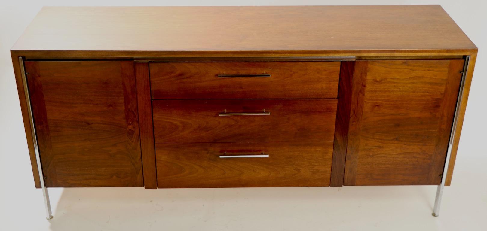 Mid Century Chrome and Walnut Server Credenza Sideboard 7