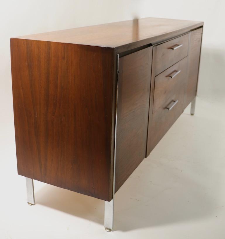 Mid Century Chrome and Walnut Server Credenza Sideboard 1