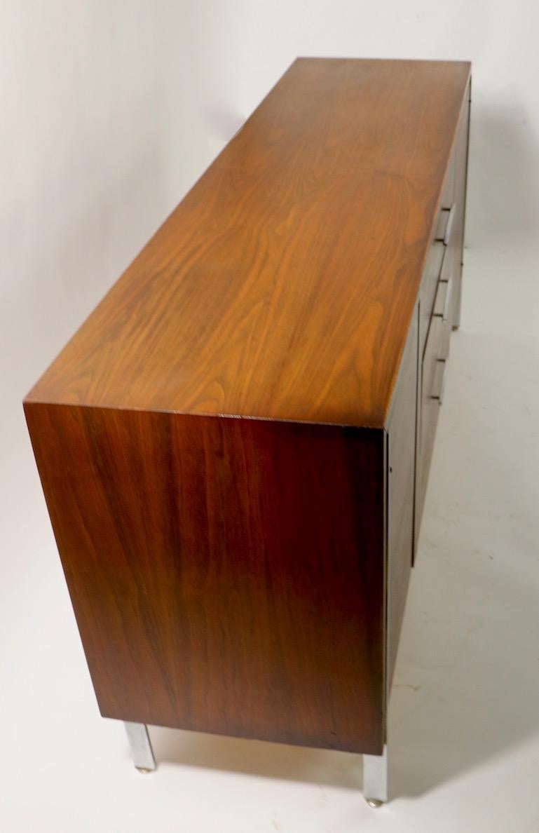 Mid Century Chrome and Walnut Server Credenza Sideboard 2