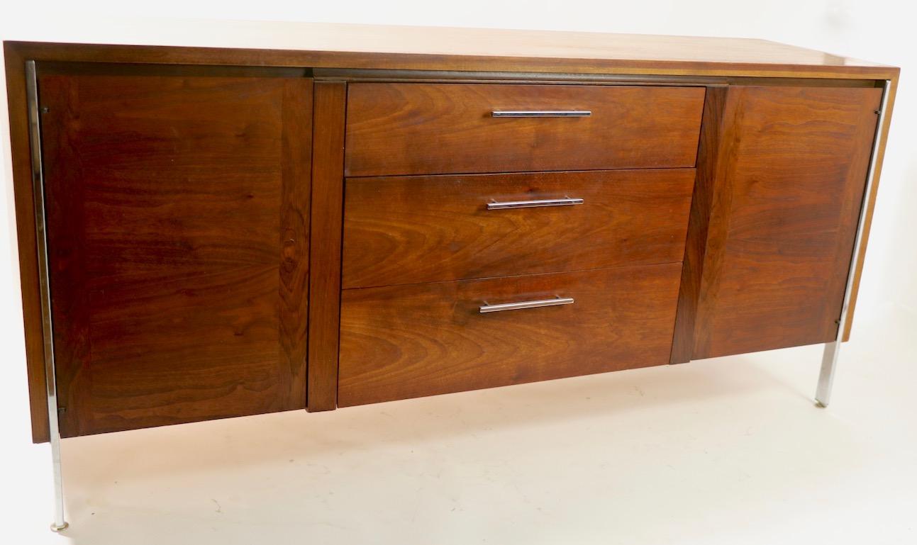 Mid Century Chrome and Walnut Server Credenza Sideboard 3