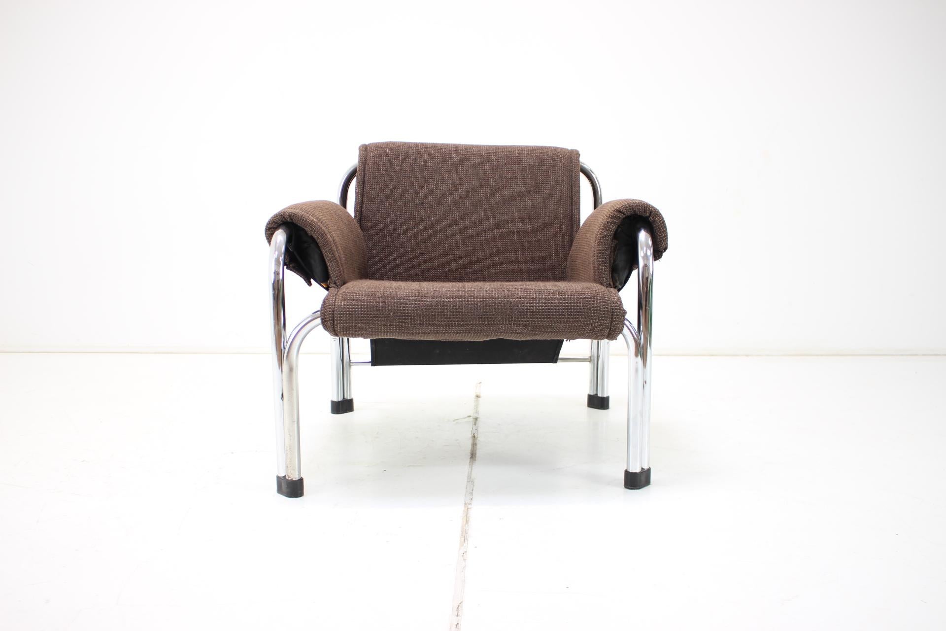 Mid-Century Modern Fauteuil chromé du milieu du siècle dernier de Viliam Chlebo pour Kodreta Myjava, années 1980
