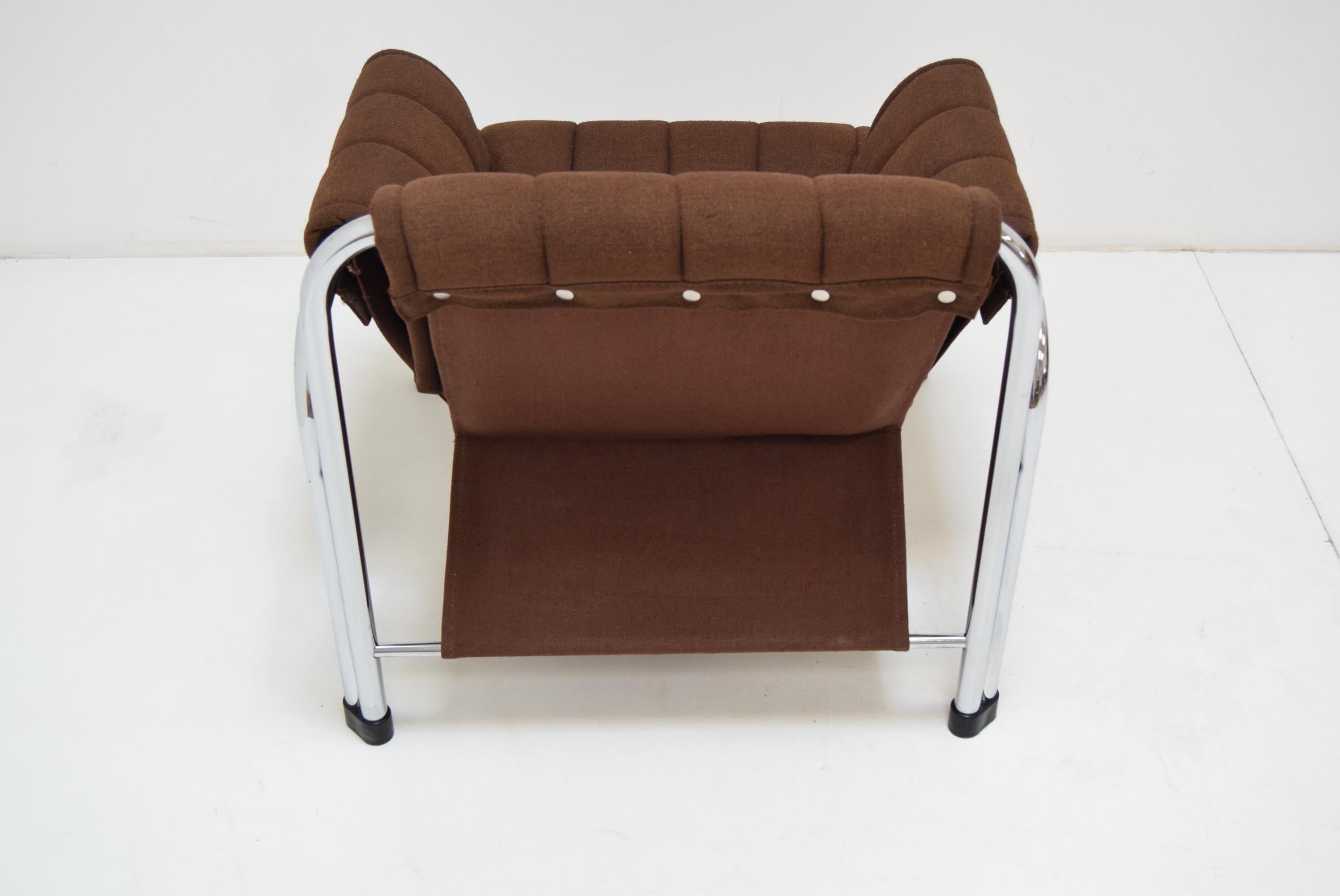 Fabric Mid-Century Chrome Armchair by Viliam Chlebo for Kodreta Myjava, 1980's