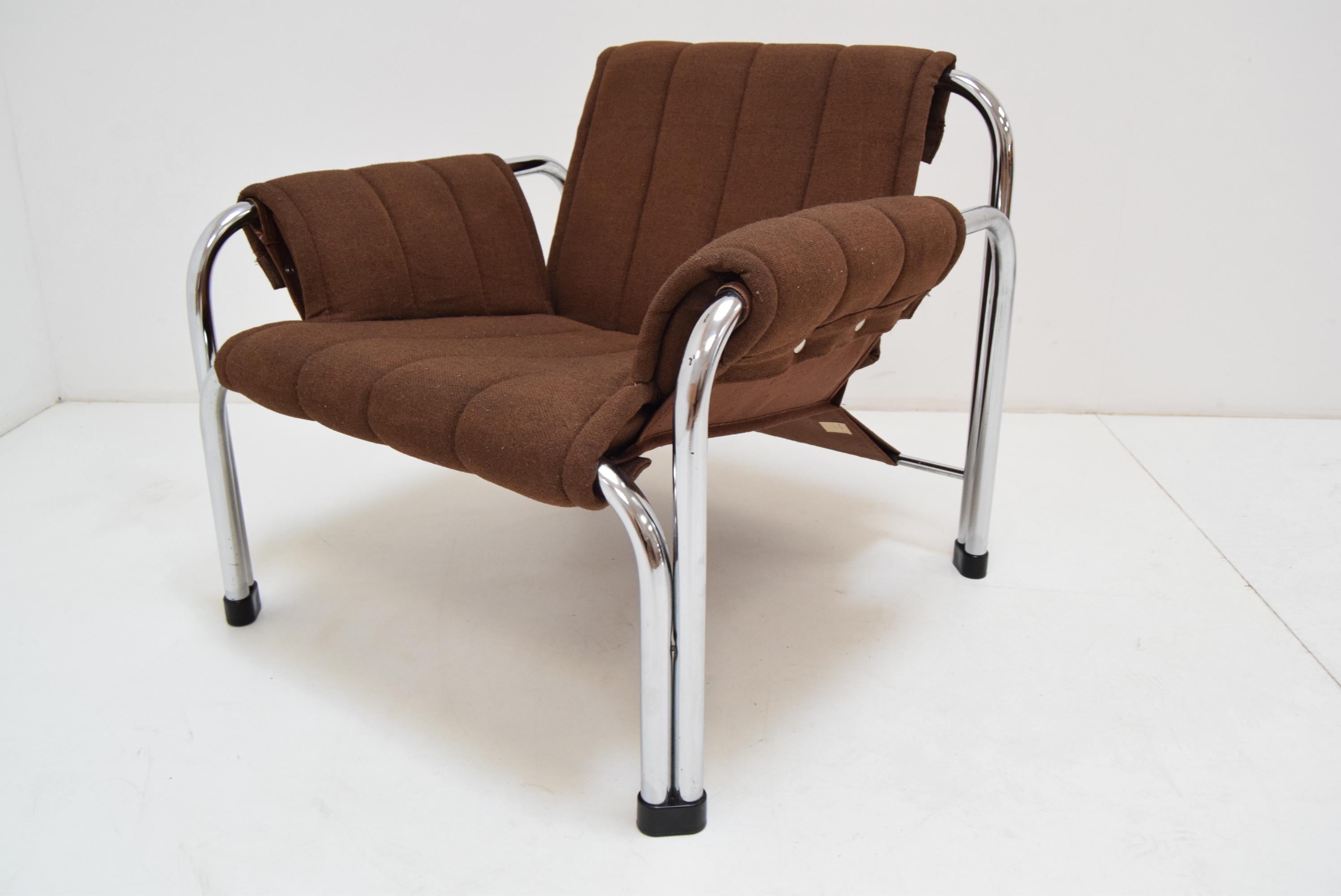 Slovak Mid-Century Chrome Armchair by Viliam Chlebo for Kodreta Myjava, 1980's