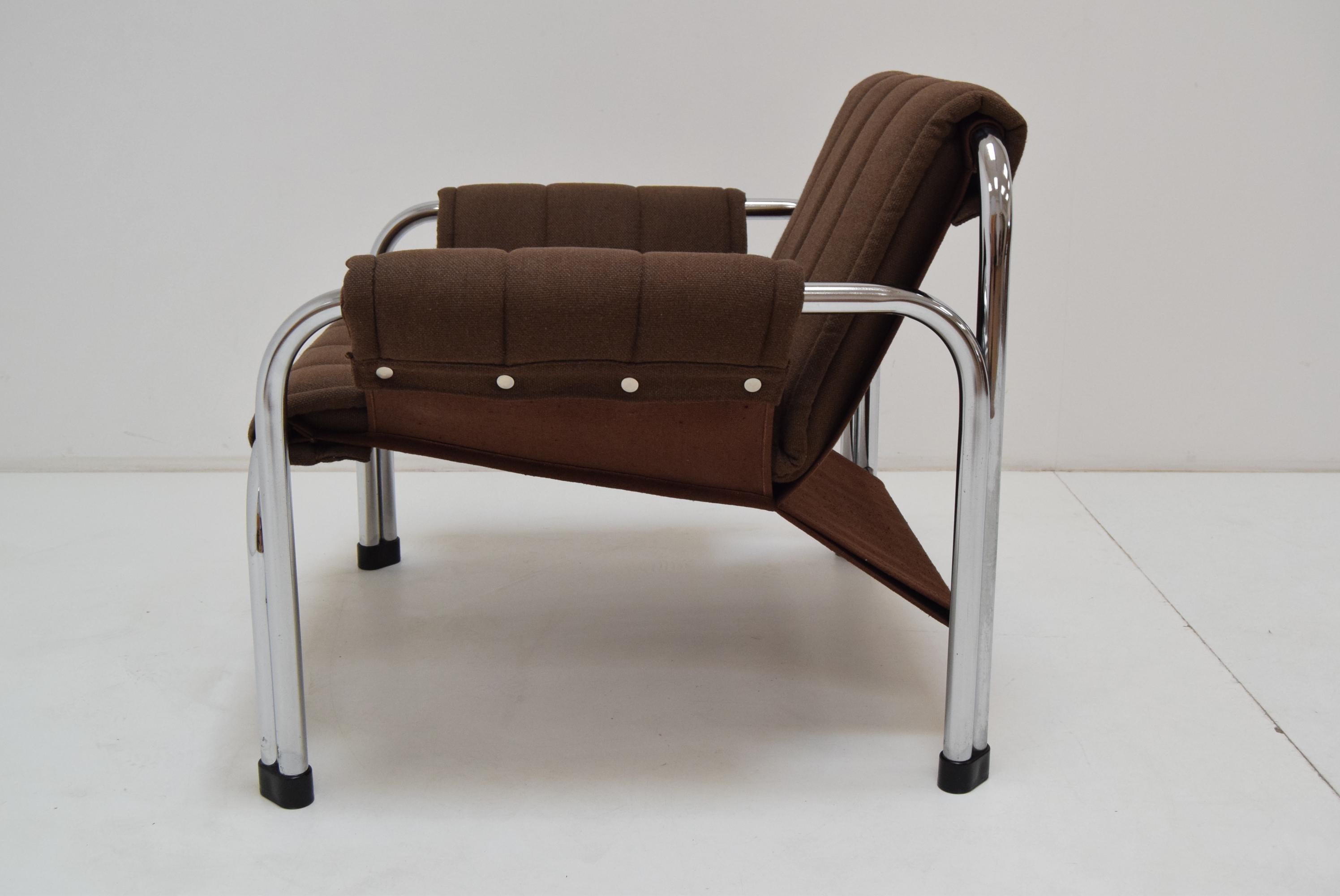 Fabric Mid-Century Chrome Armchair by Viliam Chlebo for Kodreta Myjava, 1980's