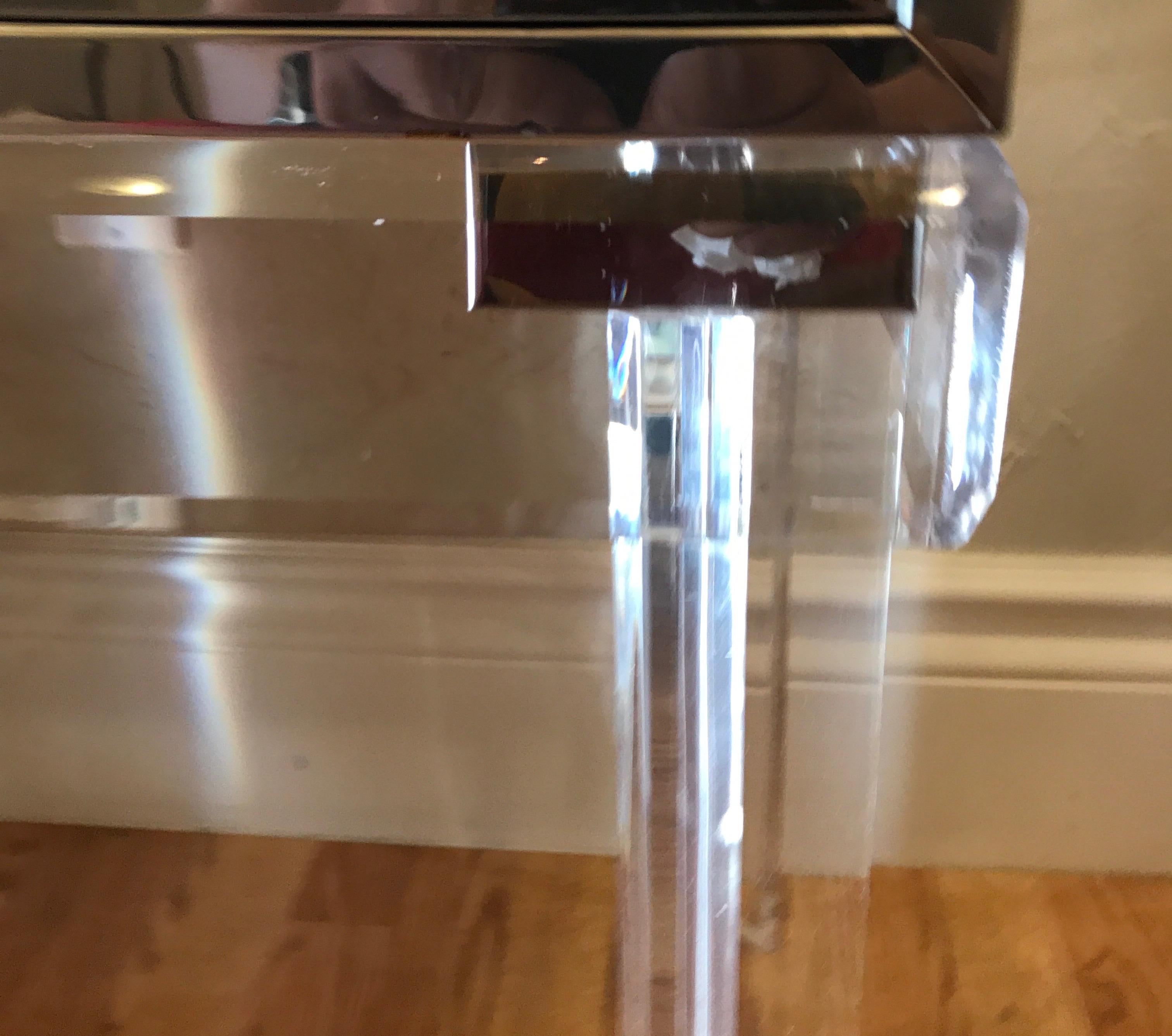 Midcentury Chrome and Brass Chest on Lucite Stand 7