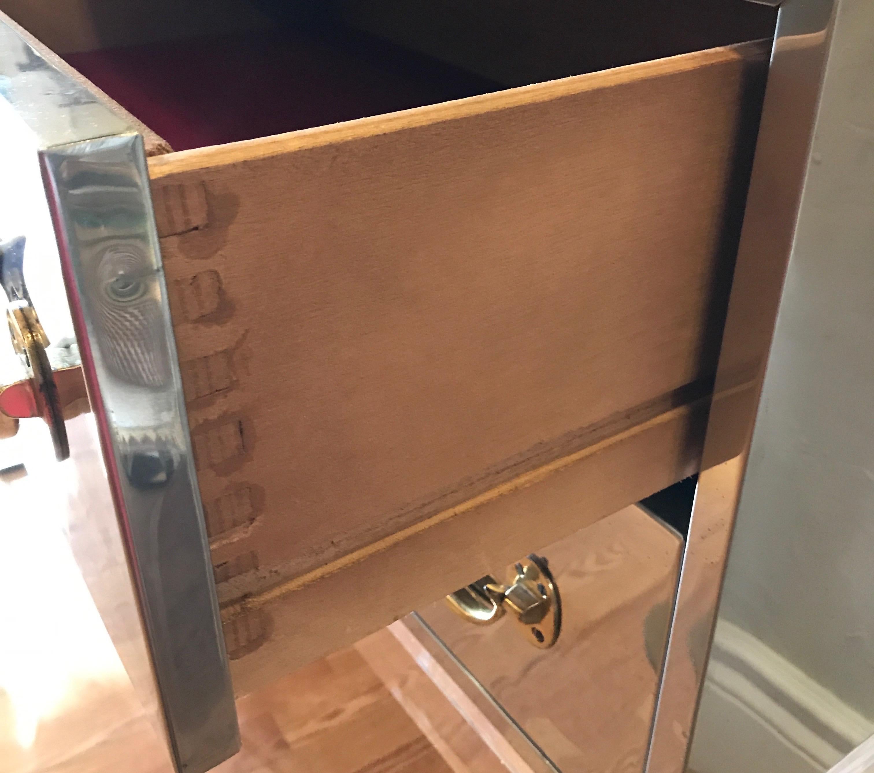 Midcentury Chrome and Brass Chest on Lucite Stand For Sale 9