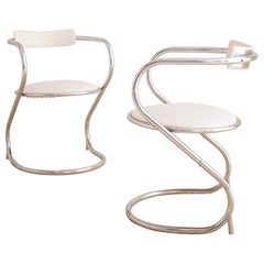 Mid Century Chrome Cantilever Chairs by Etowah Mfg, a Pair