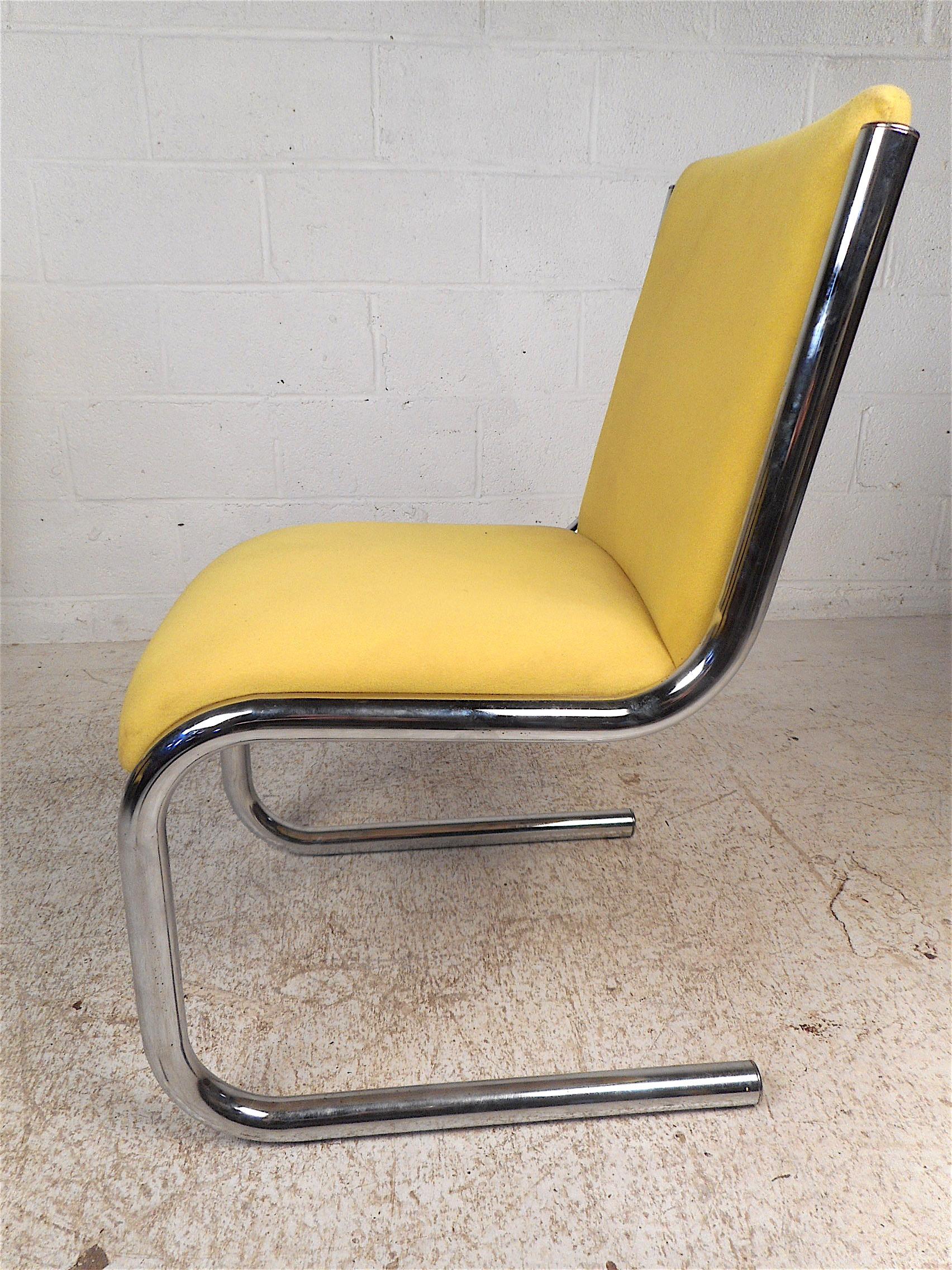 20th Century Midcentury Chrome Cantilevered Chairs, Set of 4