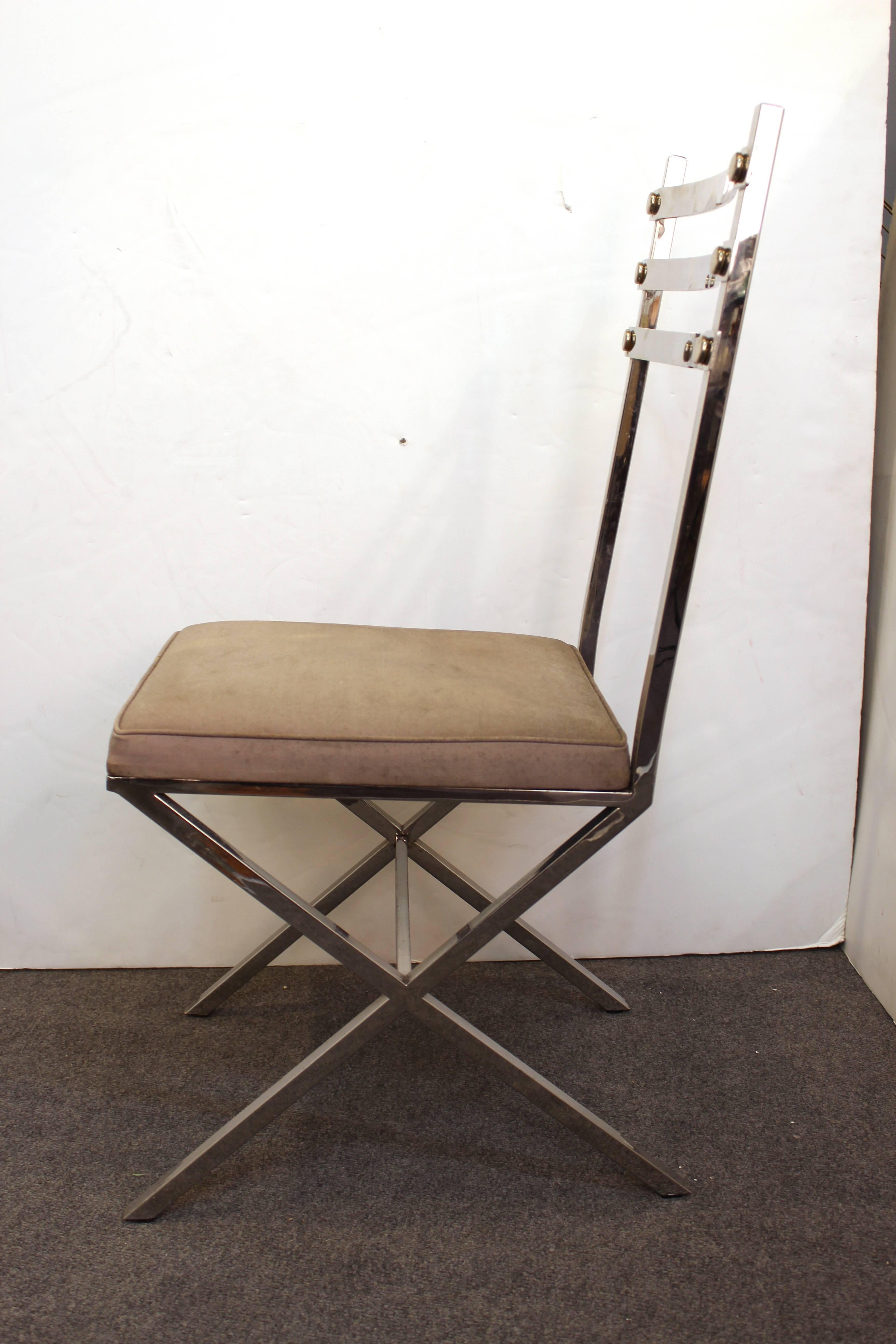 Verre Chaises et tables chromées du milieu du siècle dans le style de Milo Baughman en vente