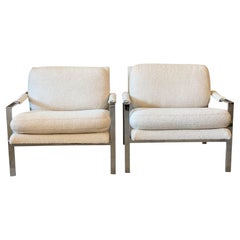 Mid-Century Chrome Chairs in the Style of Milo Baughman, a Pair