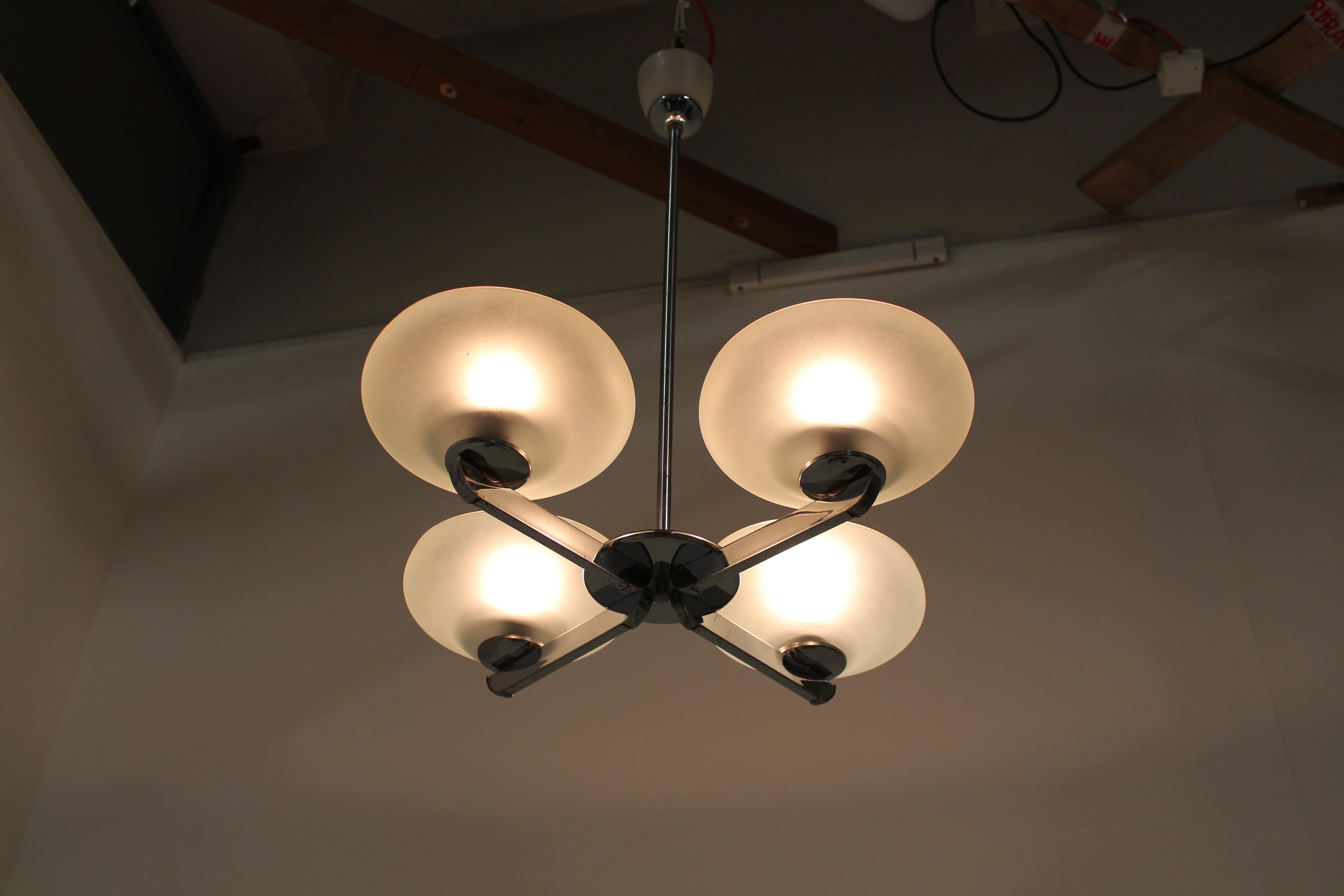 Mid-20th Century Midcentury Chrome Chandelier, 1960s For Sale