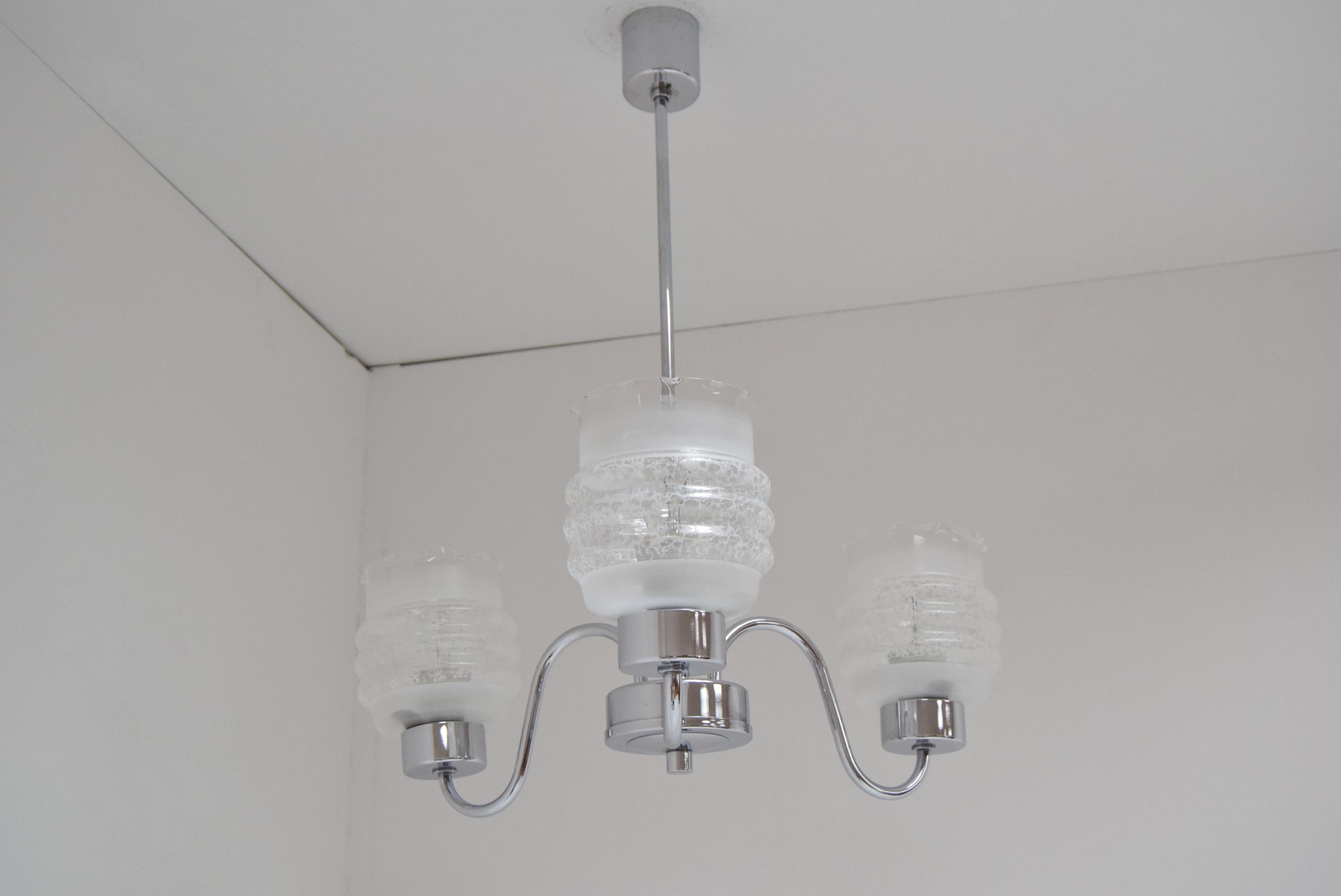 Mid-Century Chrome Chandelier, Czechoslovakia, 1970’s For Sale 2