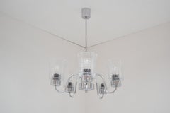 Midcentury Chrome Chandelier/ Jílové u Děčína, 1970s