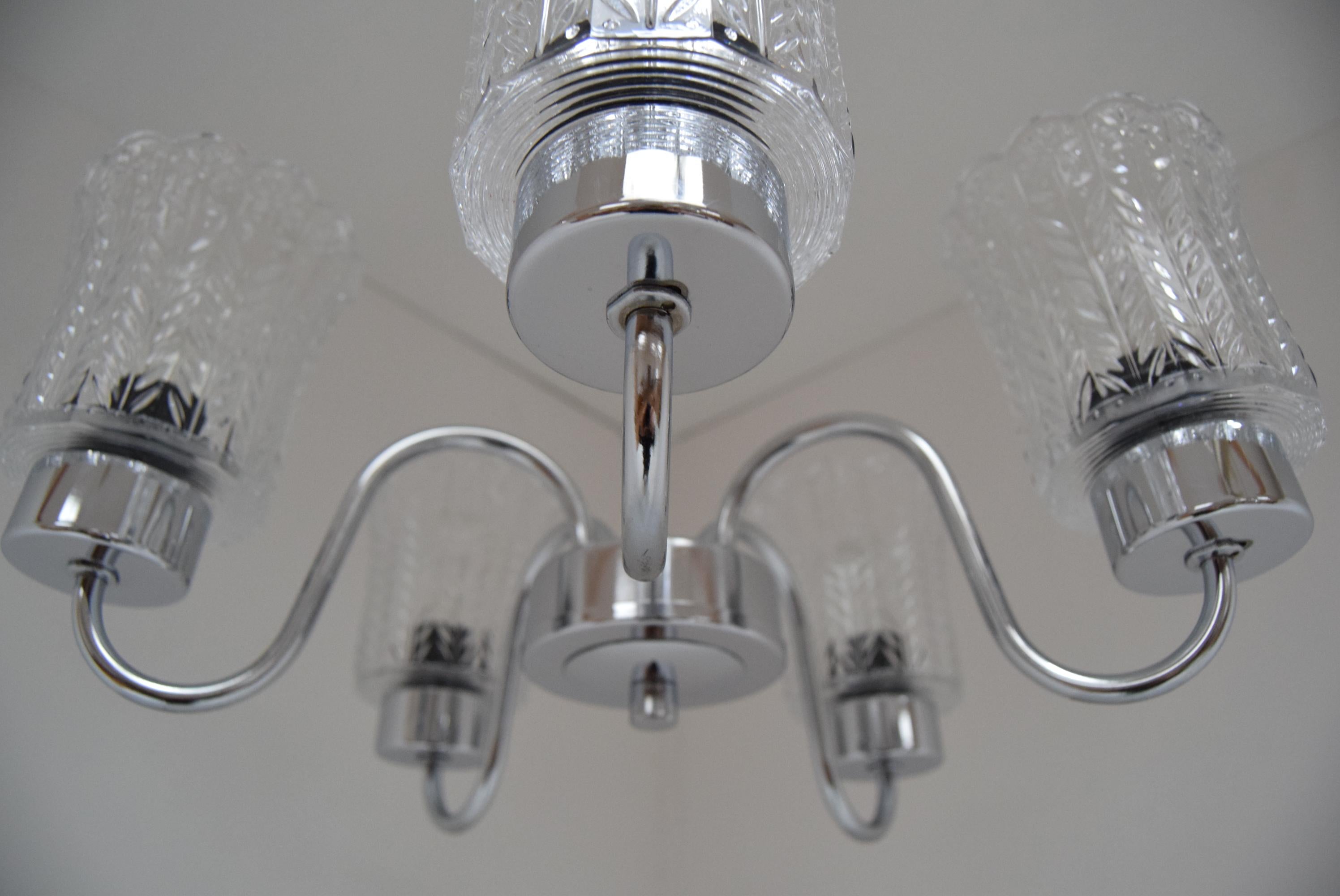 Midcentury Chrome Chandelier/ Jílové u Děčína, 1970s For Sale 1