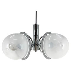 Mid-Century Chrome Chandelier, Restored, Italy