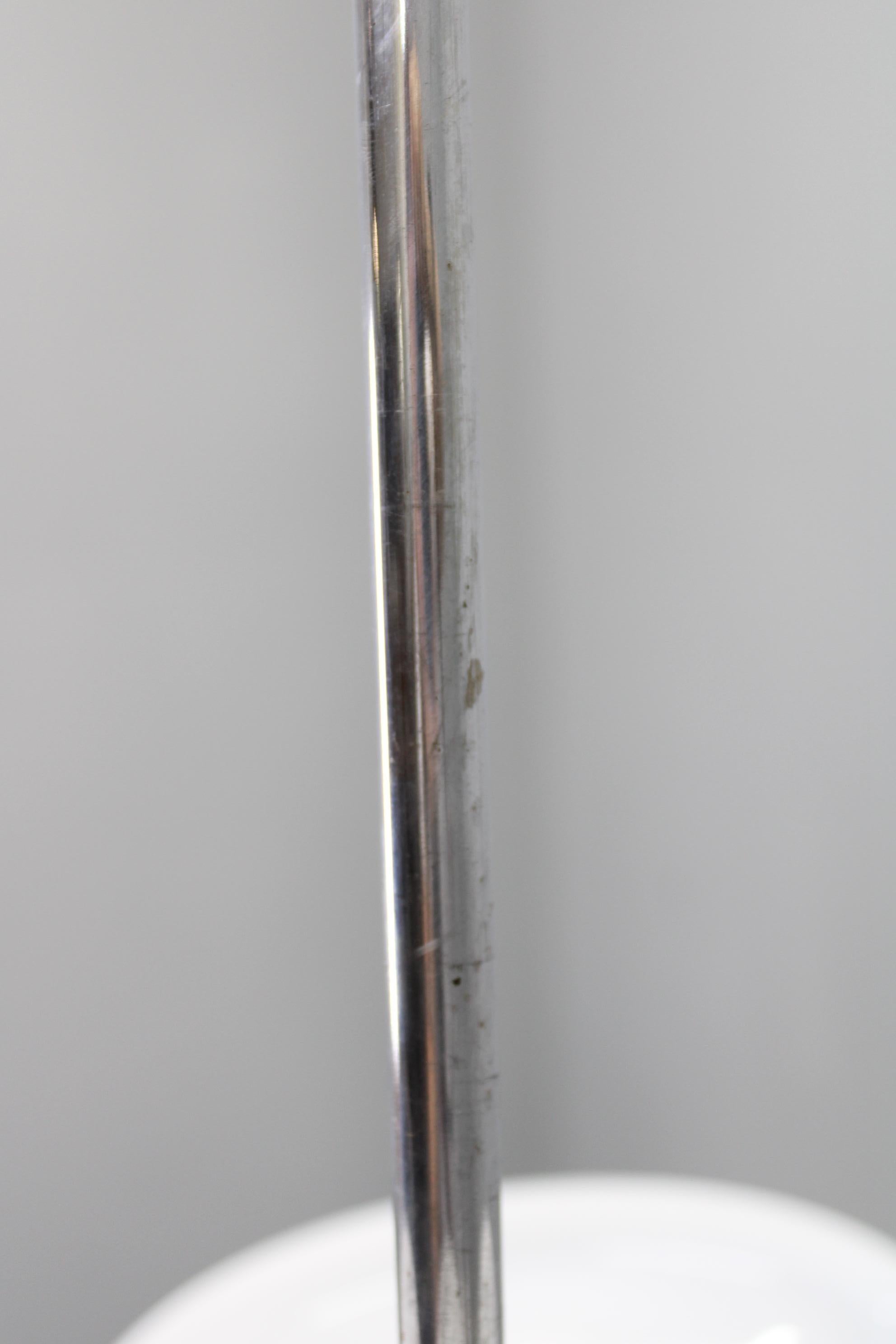 Mid-Century Chrome Chandelier with Milk-Glass Disc Shades, Czechoslovakia, 1950s in vendita 4