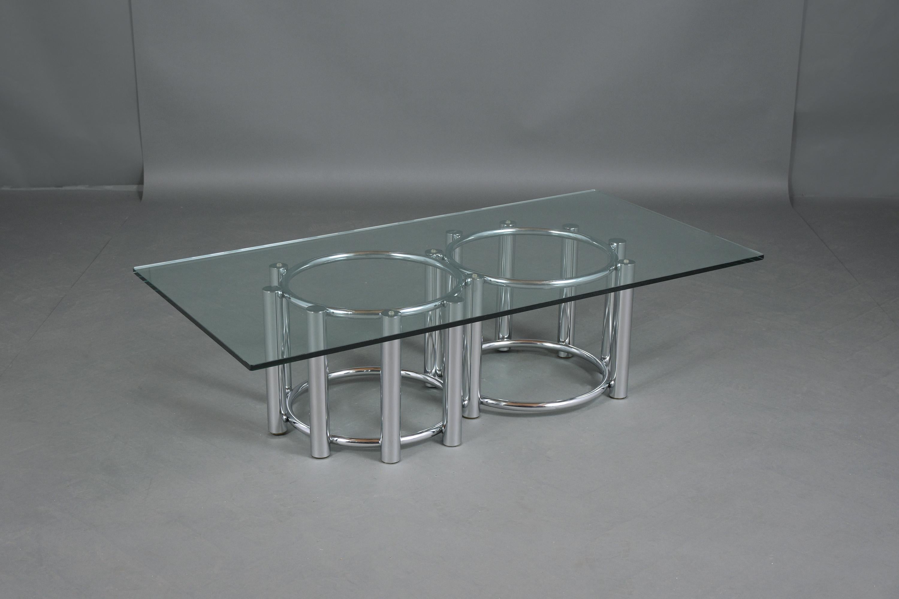 Hand-Crafted 1960s Mid-Century Modern Chrome Glass Cocktail Tables