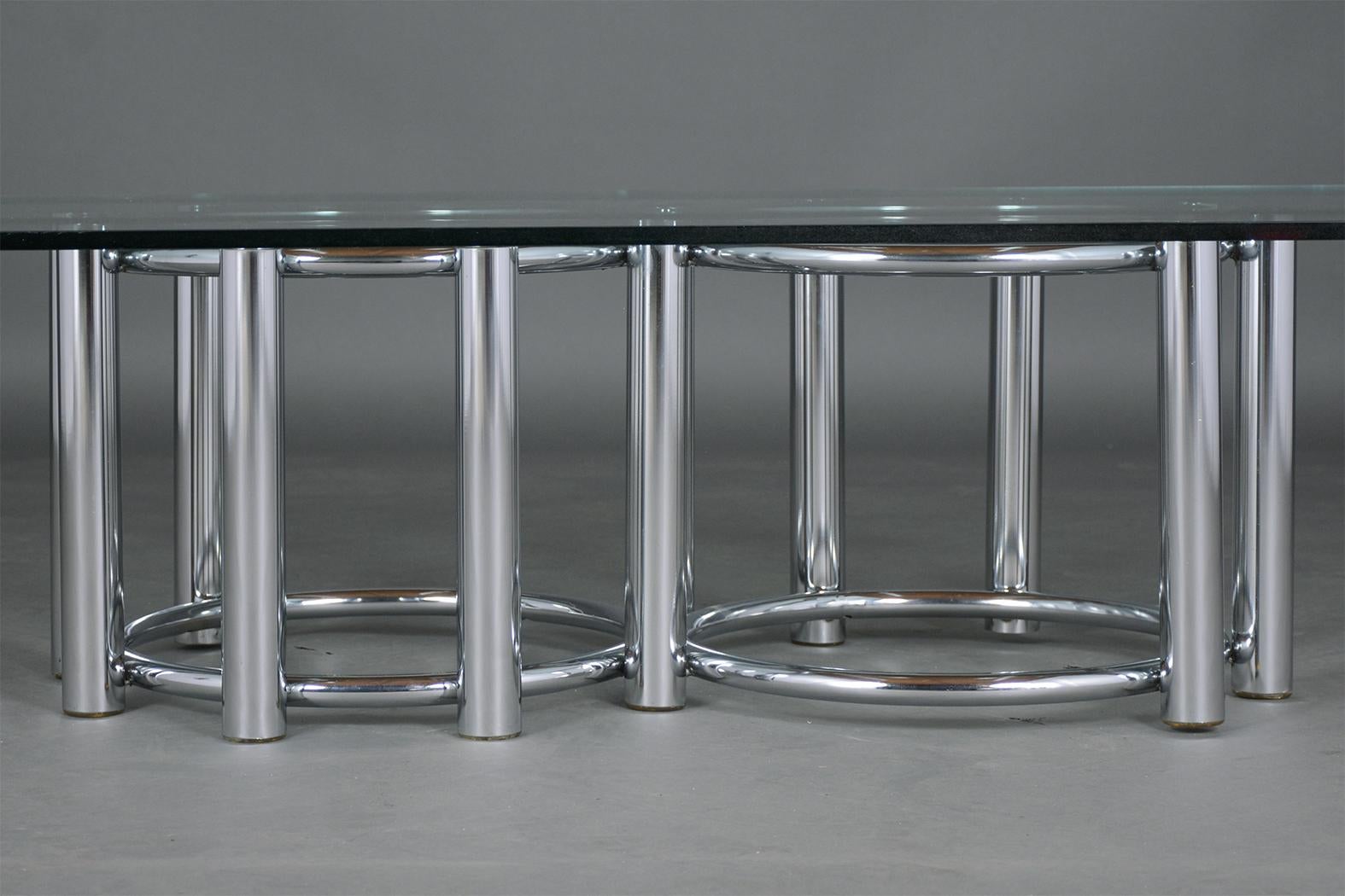 American 1960s Mid-Century Modern Chrome Glass Cocktail Tables